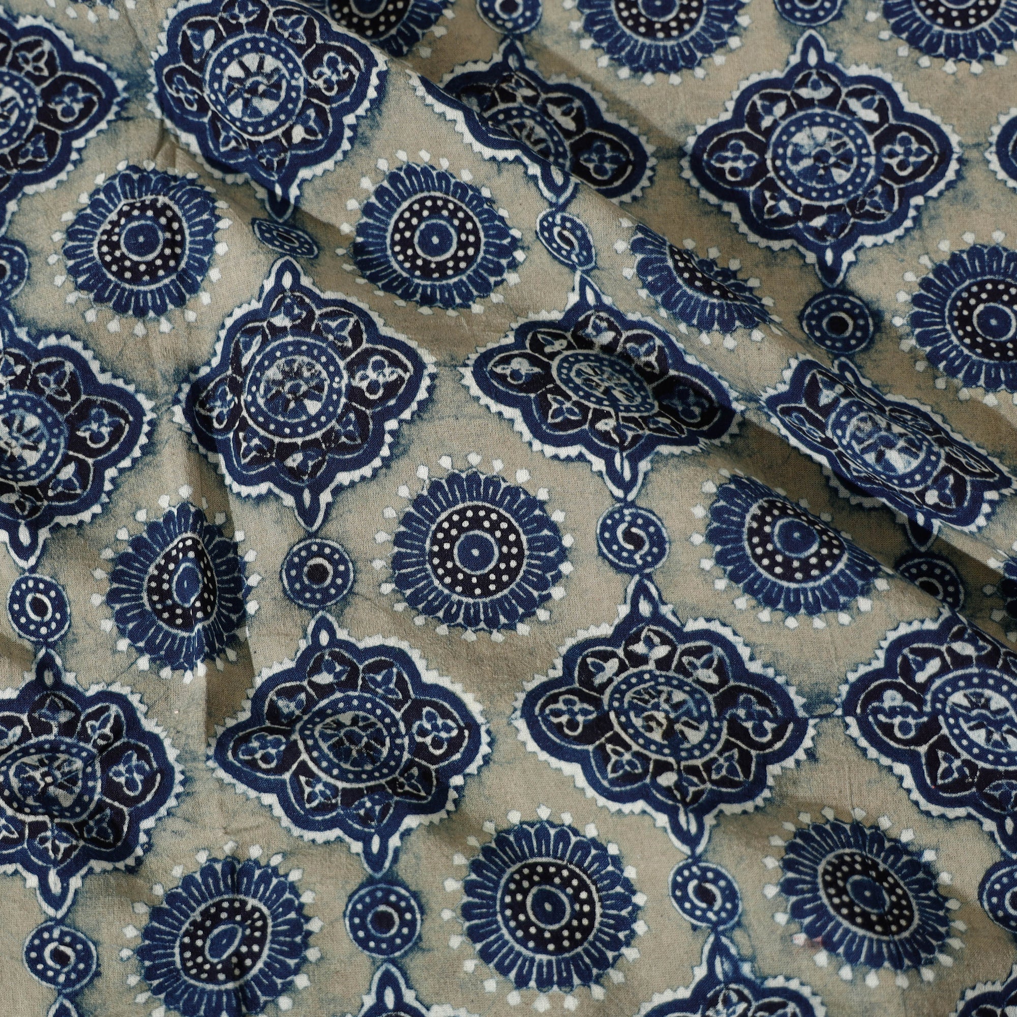 KACHCHH JI CHHAAP Blue - Ajrakh Block Printed Cotton Single Bed Cover (90 x 60 in) - view 6