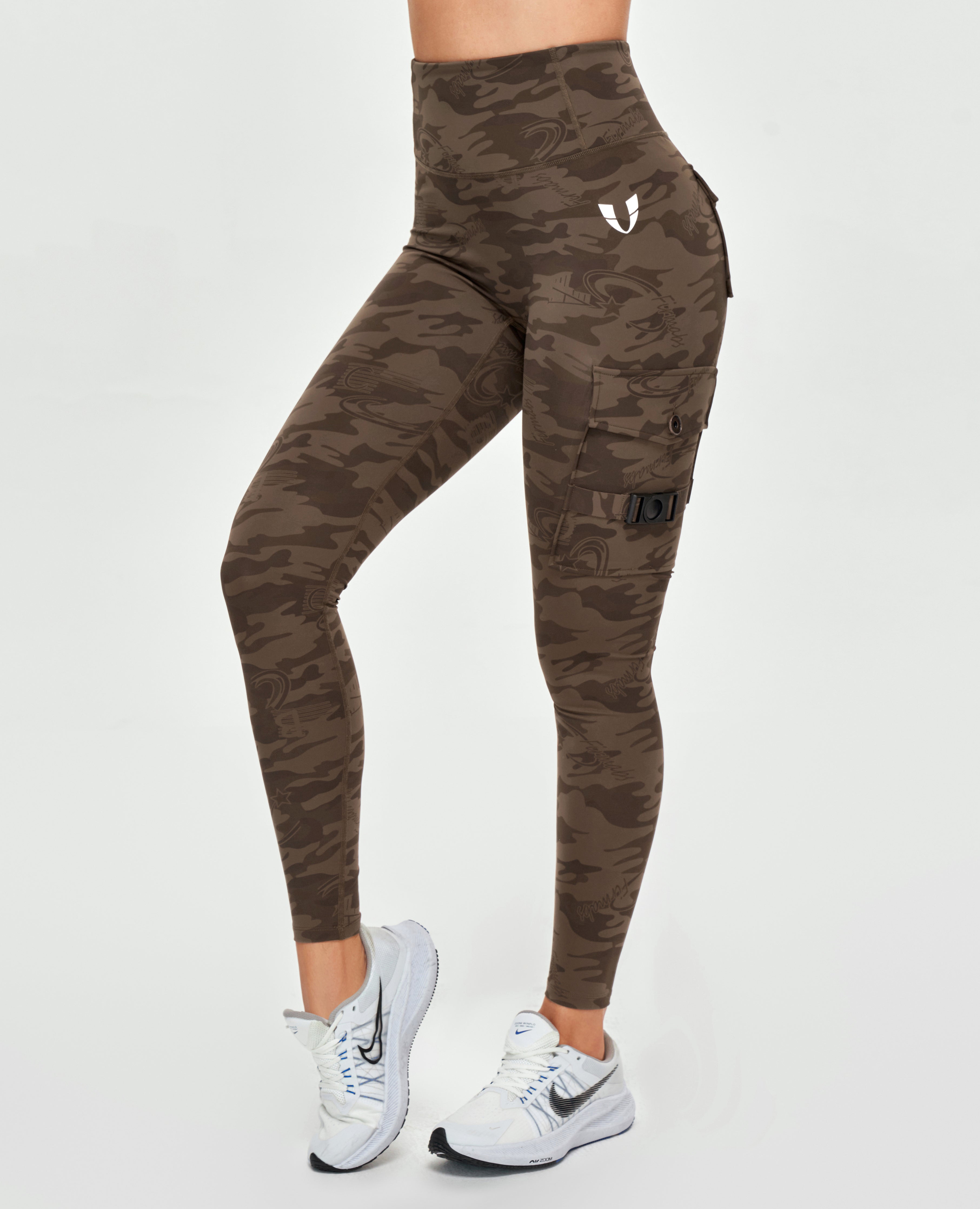 FIRM ABS Cargo Fitness Leggings - Brown Camo