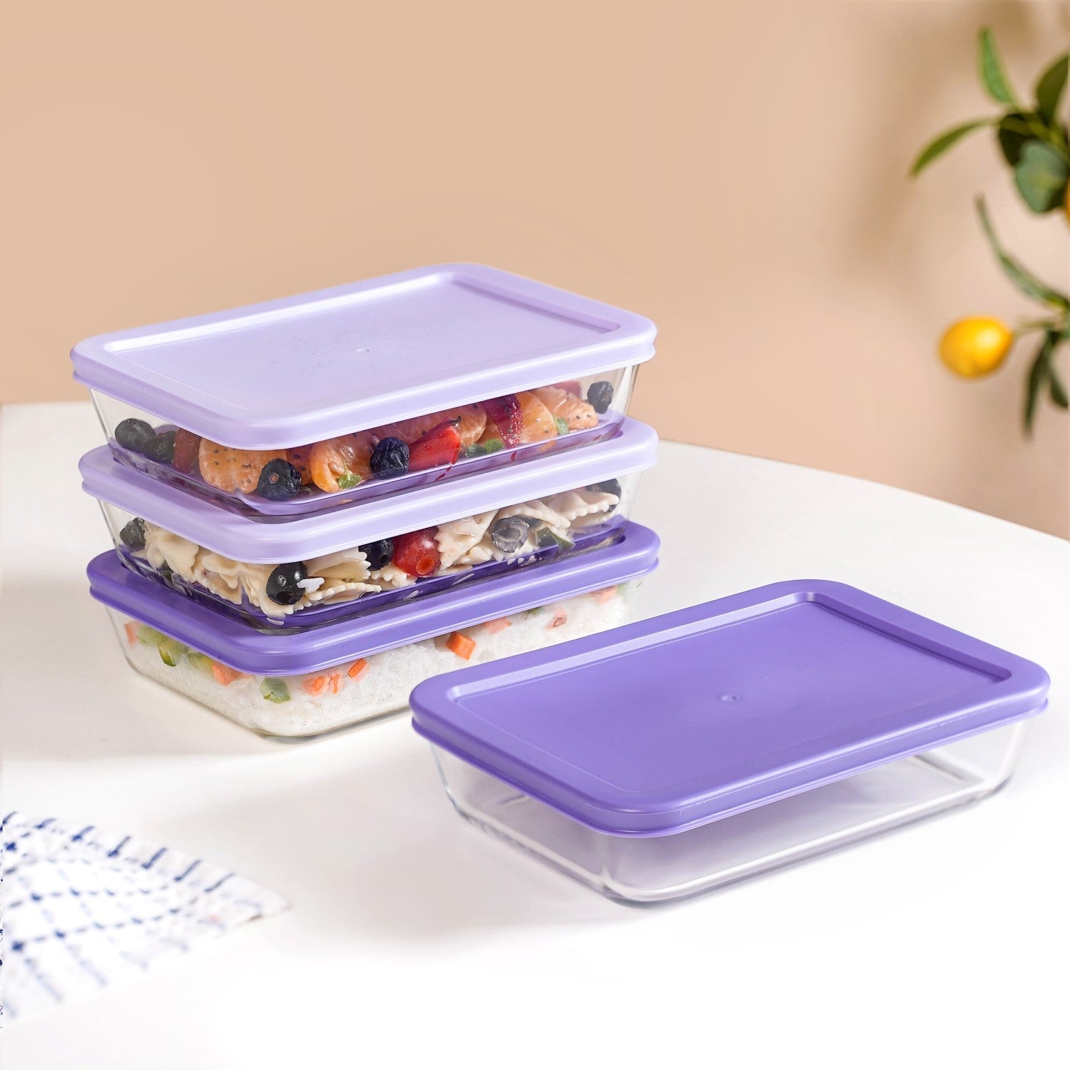 Nestasia Set Of 4 Shallow Borosilicate Glass Food Storage Container 800ml - view 6