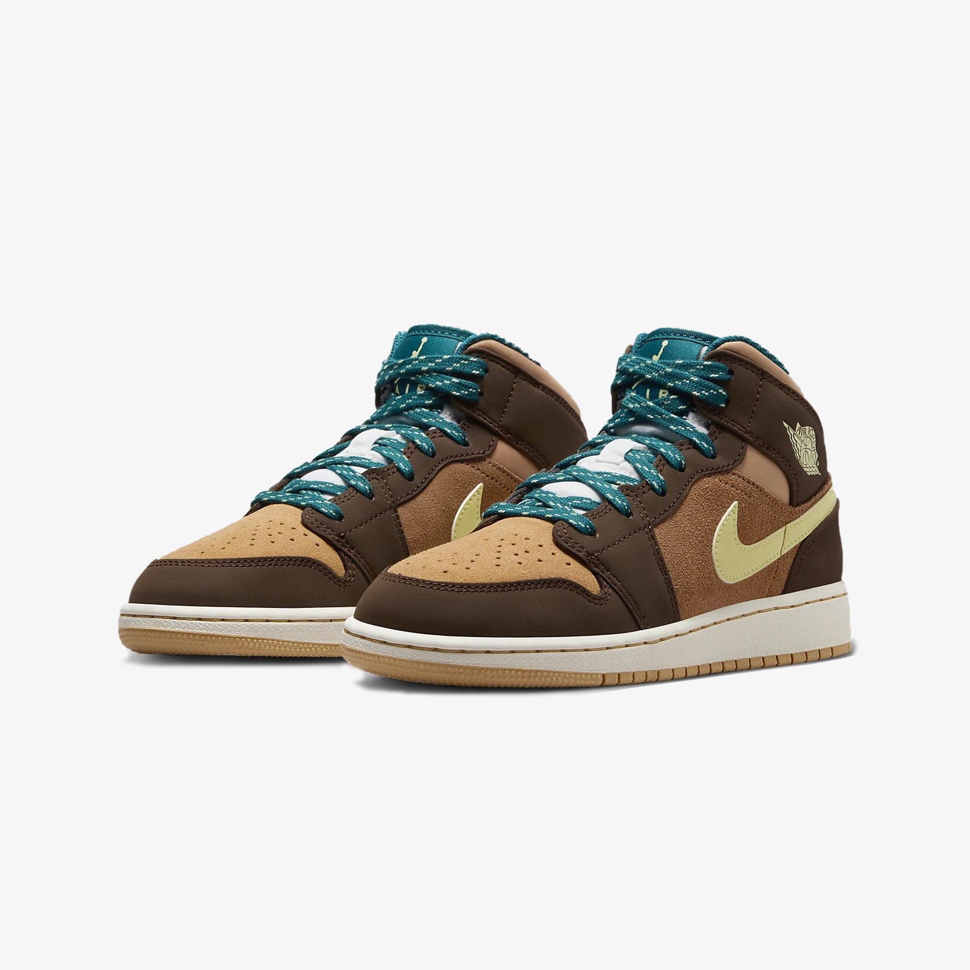 Jordan | AIR JORDAN 1 MID SE { CACAO WOW/LUMINOUS GREEN-ALE BROWN