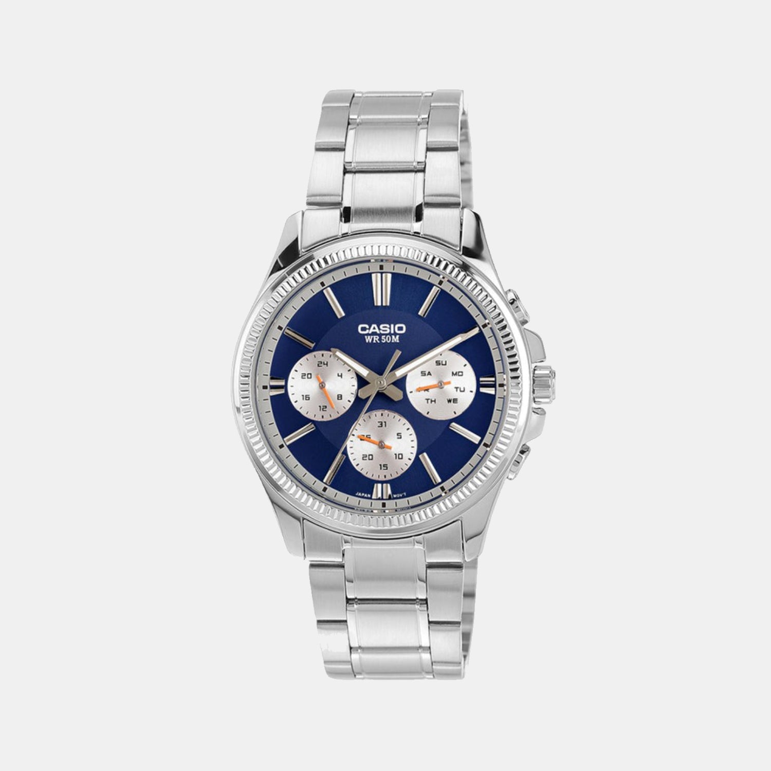 Casio Enticer Men Quartz Blue Dial Multi-Function Stainless Steel Watch A2228