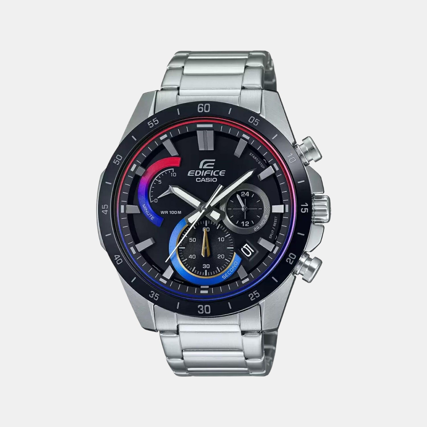 Casio Edifice Men Quartz Two Tone Dial Chronograph Stainless Steel Watch EX540