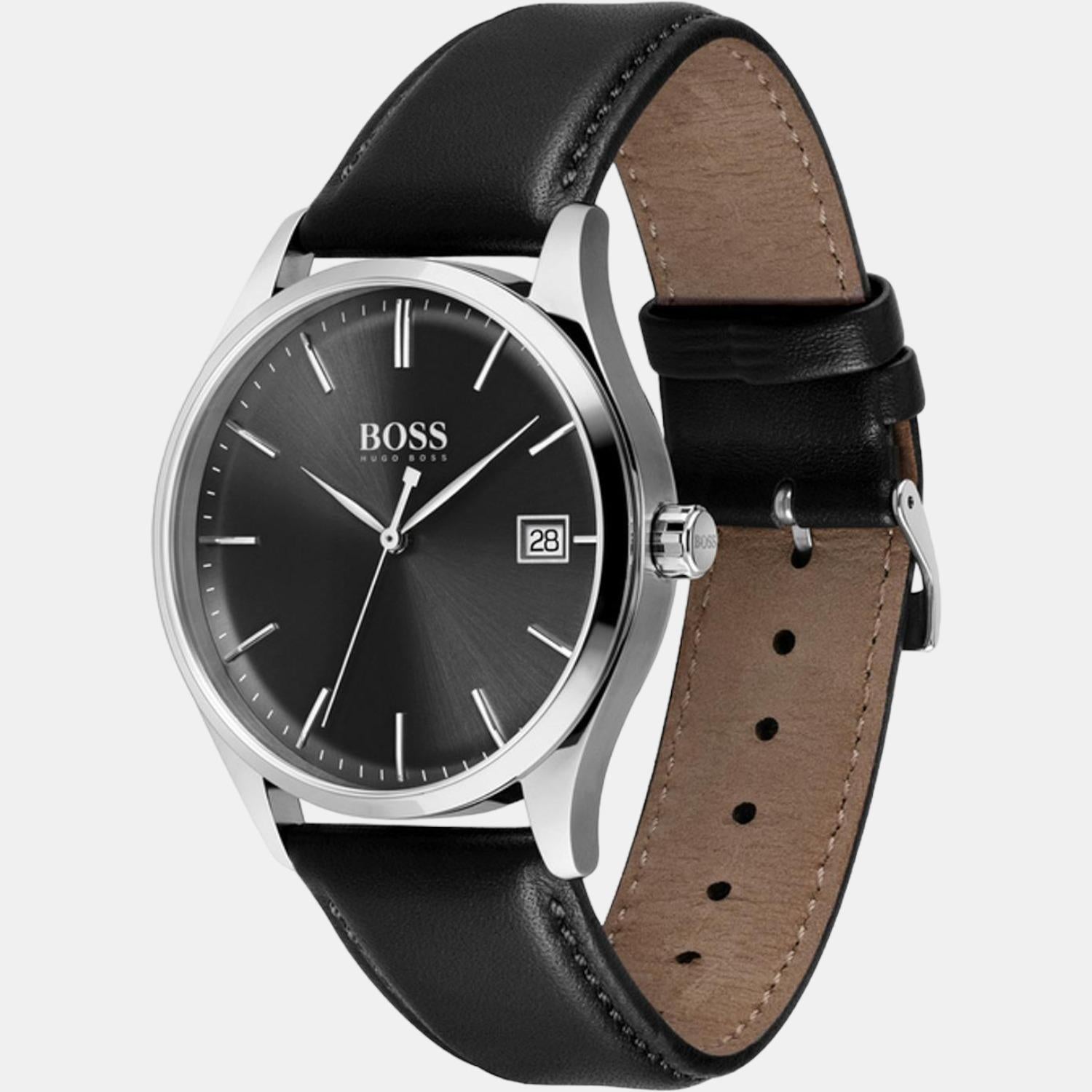 Boss Commissioner Men Quartz Black Dial Analog Leather Watch 1513831 - view 3