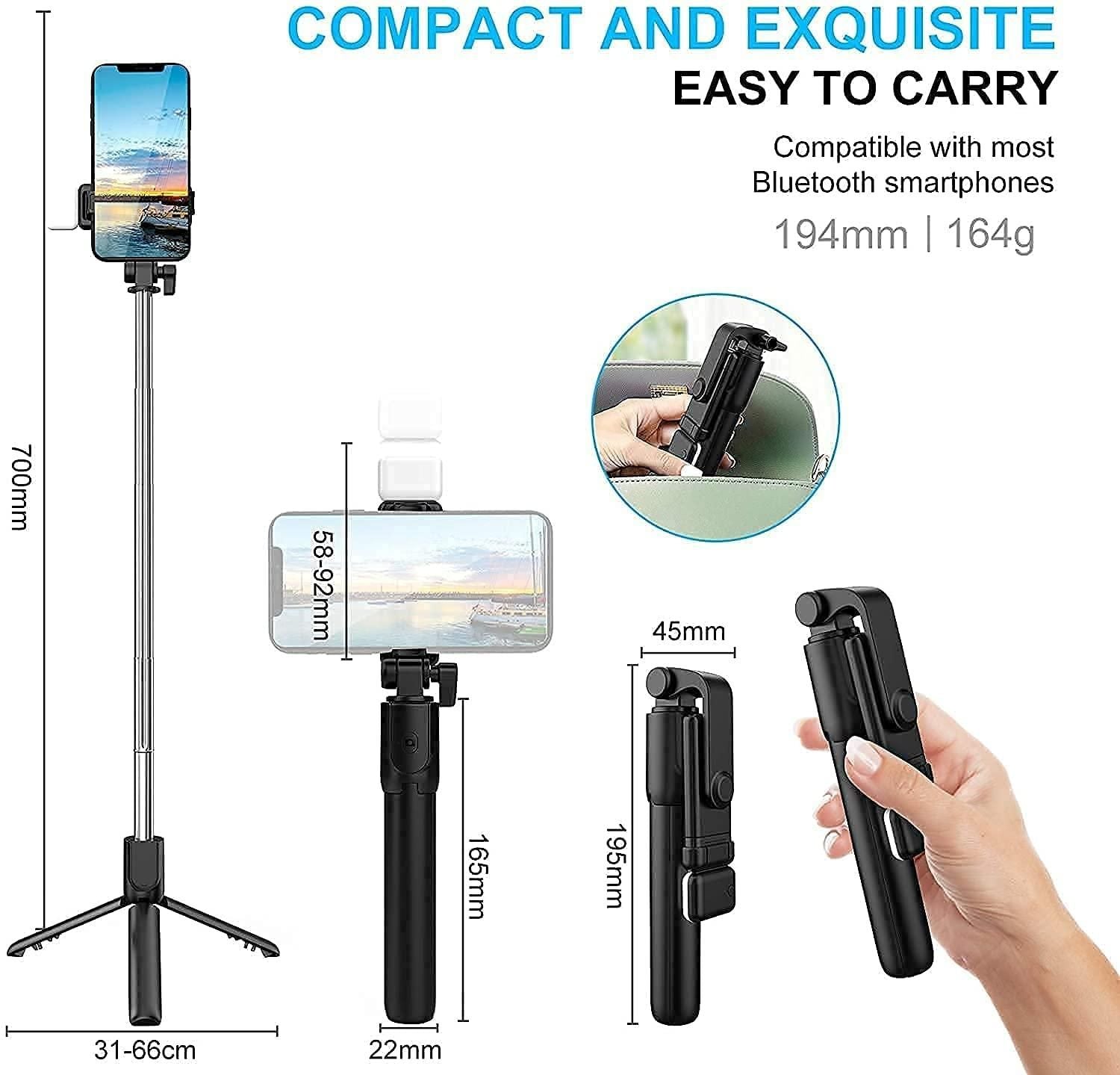 Fab Alchemy All-in-One Wireless Bluetooth Selfie Stick Tripod - view 5