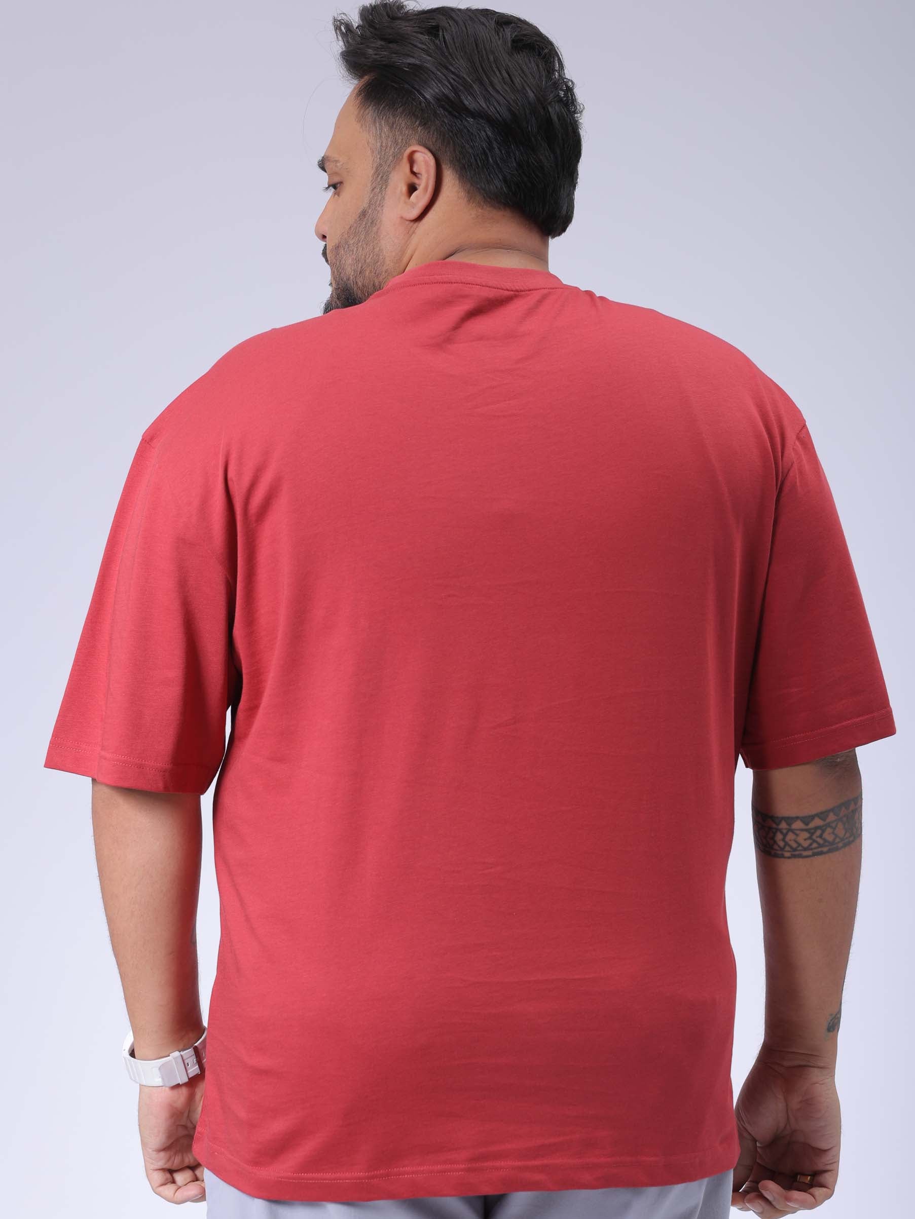 HARDSODA Men's Plus Size Red Relaxed Fit Printed T-Shirt - view 3