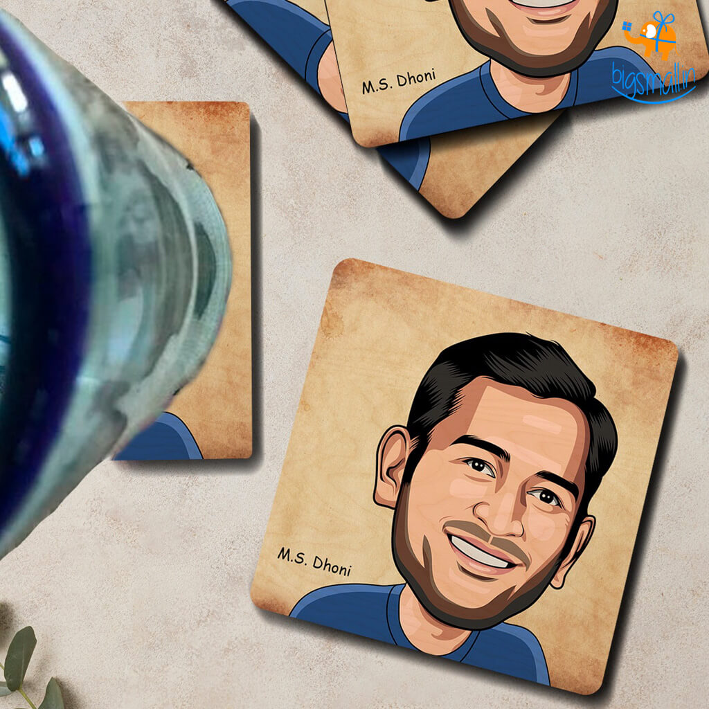 Bigsmall_cc MS Dhoni Wooden Coasters - view 2