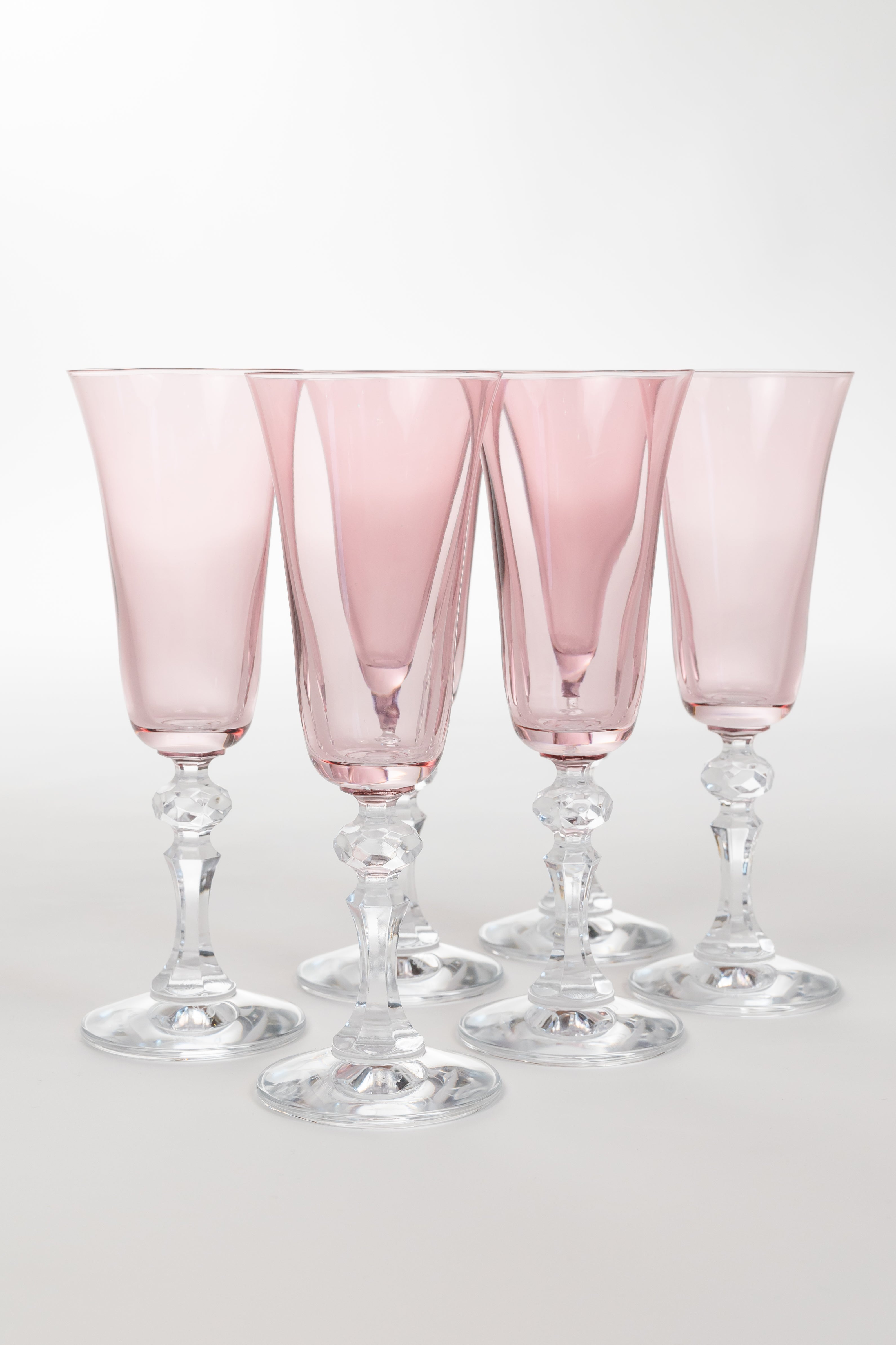 Estelle Colored Glass Estelle Colored Regal Flute With Clear Stem - Set of 6 {Rose}