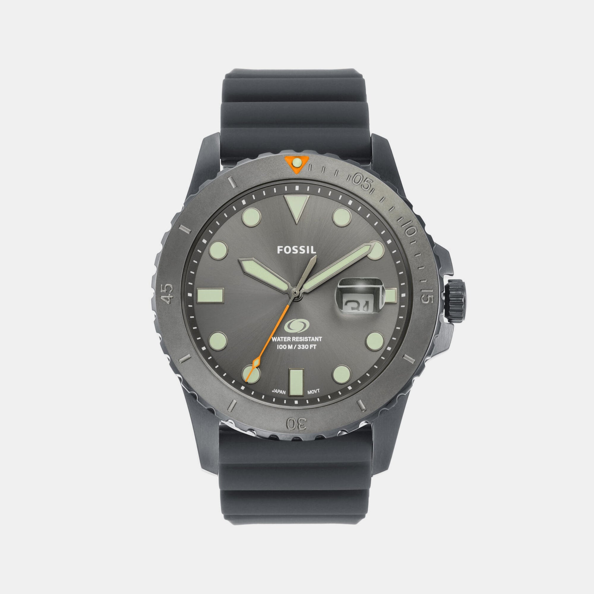 Fossil Blue Dive Men Quartz Grey Dial Analog Silicone Watch FS5994