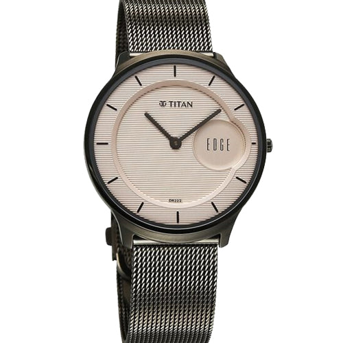 Titan Edge Murals Quartz Analog Pink Dial Grey Stainless Steel Strap Watch For Men 38mm 1843QM07 - view 2
