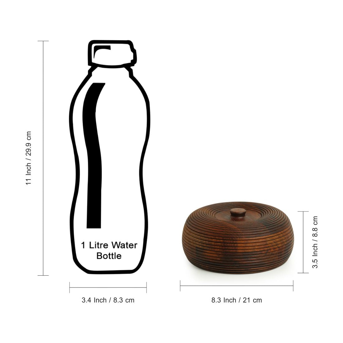 EXCLUSIVELANE 'Ripples of Wood' Handcrafted Chapati Box With Lid In Sheesham Wood (1350 ML) - view 7