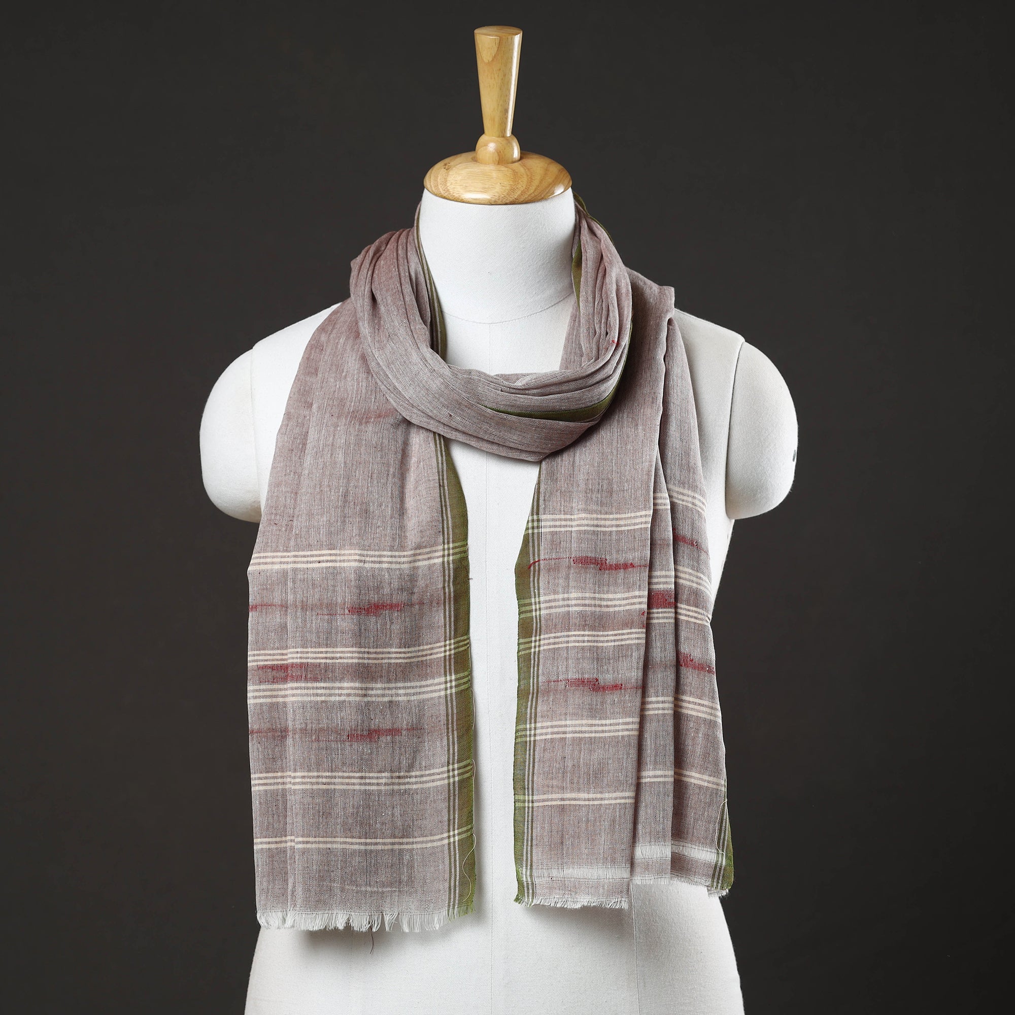 ITOKRI CRAFTS INITIATIVE Brown - Traditional Handloom Cotton Manipuri Stole