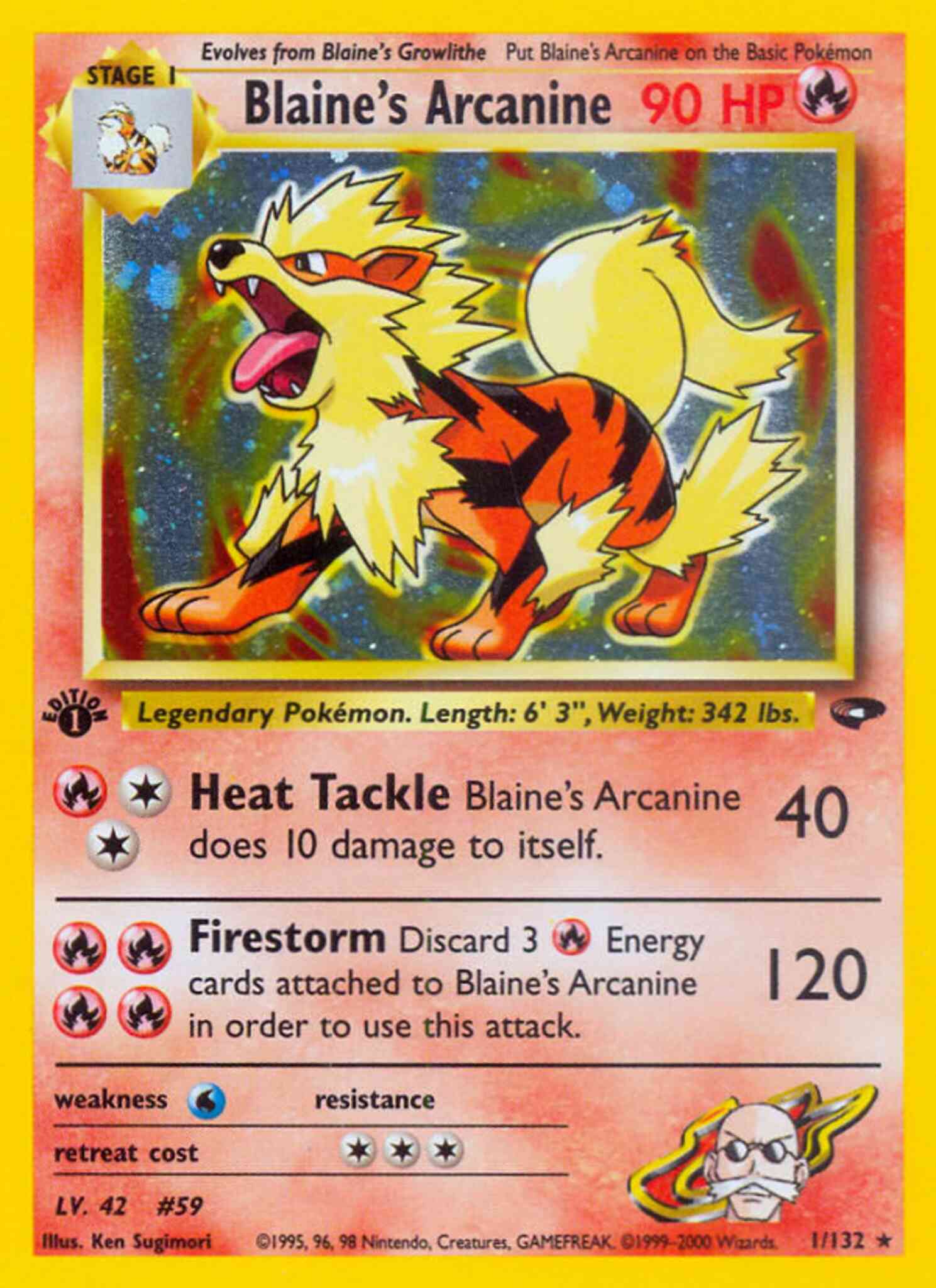 1st edition gym2-1 – Pokémon Blaine's Arcanine - 1/132 - Rare - 1st Edition [gym2-1] [Holo]
