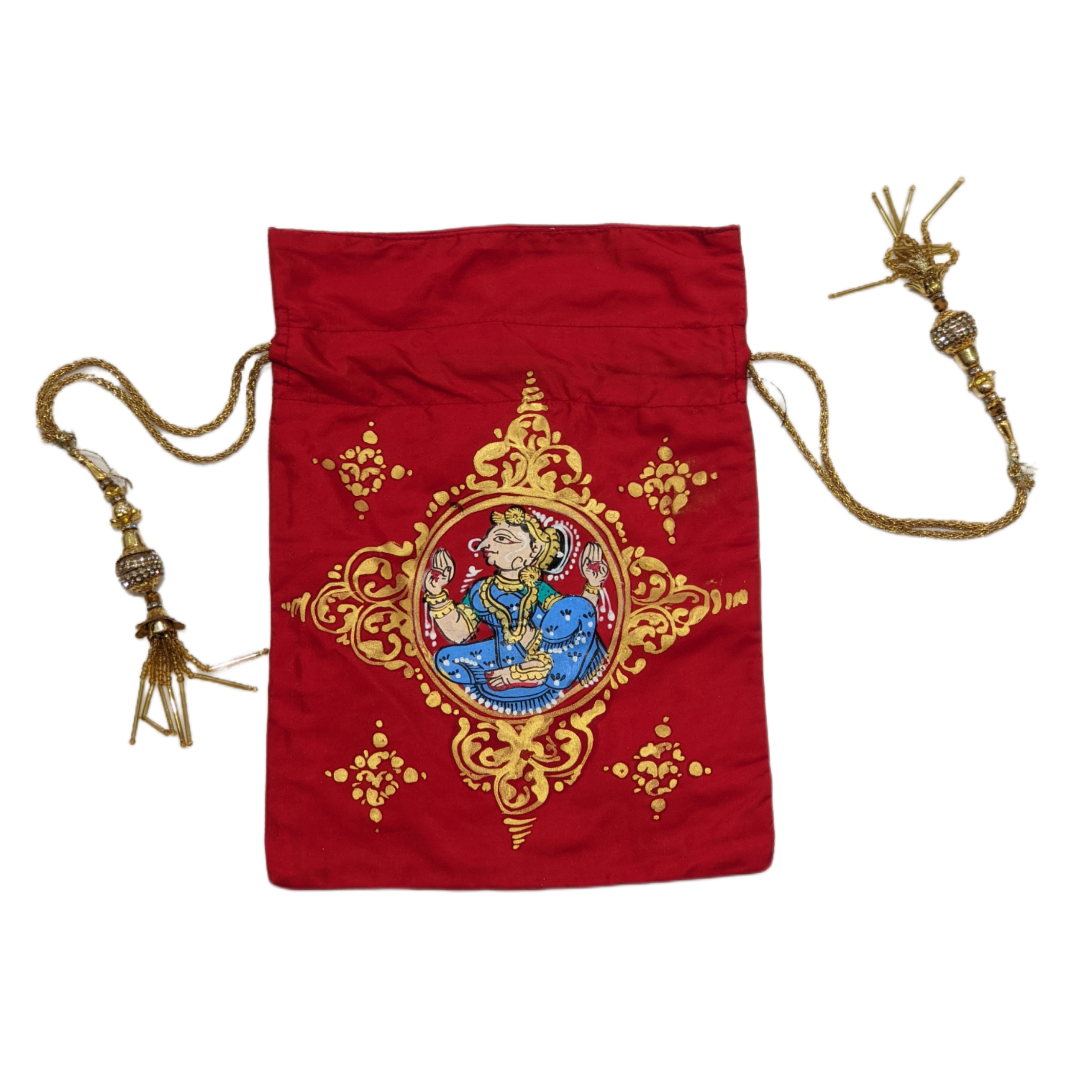 IndianVillèz Orange Hand Painted Nartaki Pattachitra Potli Bag - view 2
