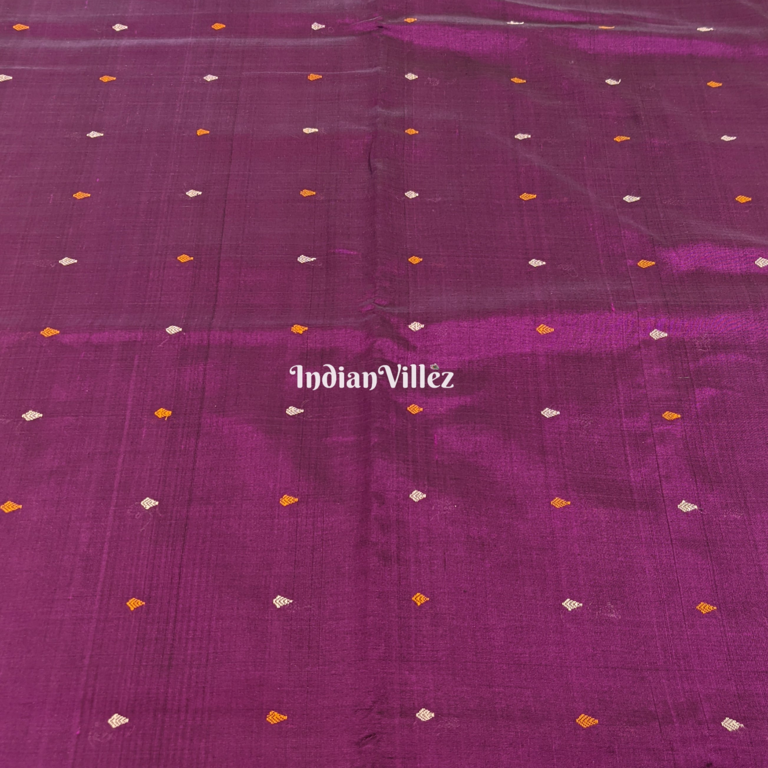 IndianVillèz Purple Bomkai Silk*Cotton Ikat Fabric - view 2