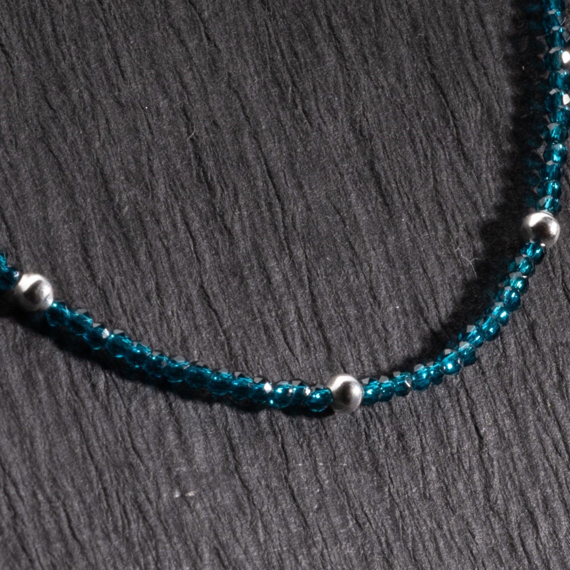 Prinjal Jewellers Real Silver and teal beads anklets for women - view 2