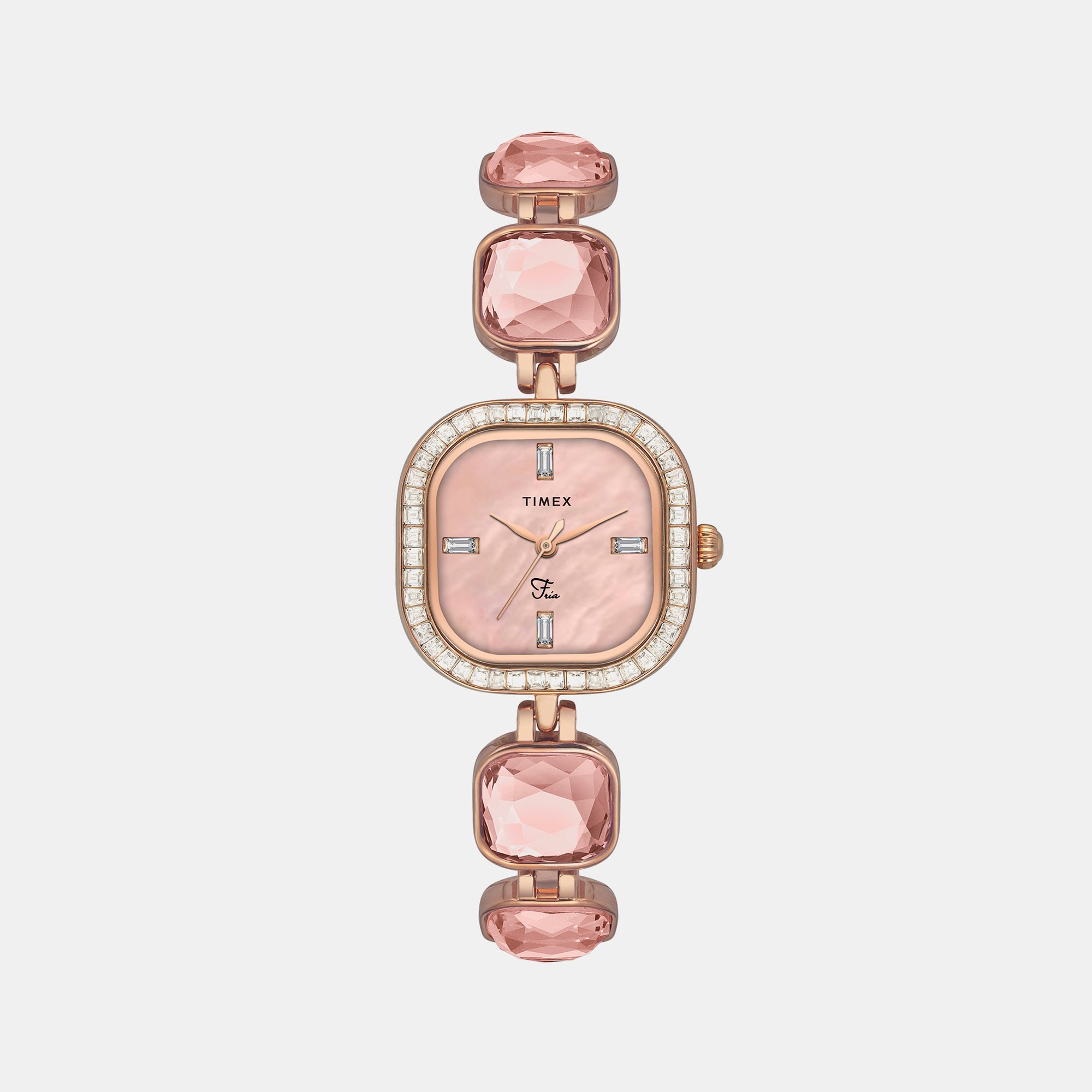 Timex Fria Women Quartz Mother Of Pearl Dial Analog Brass Watch TWEL17101