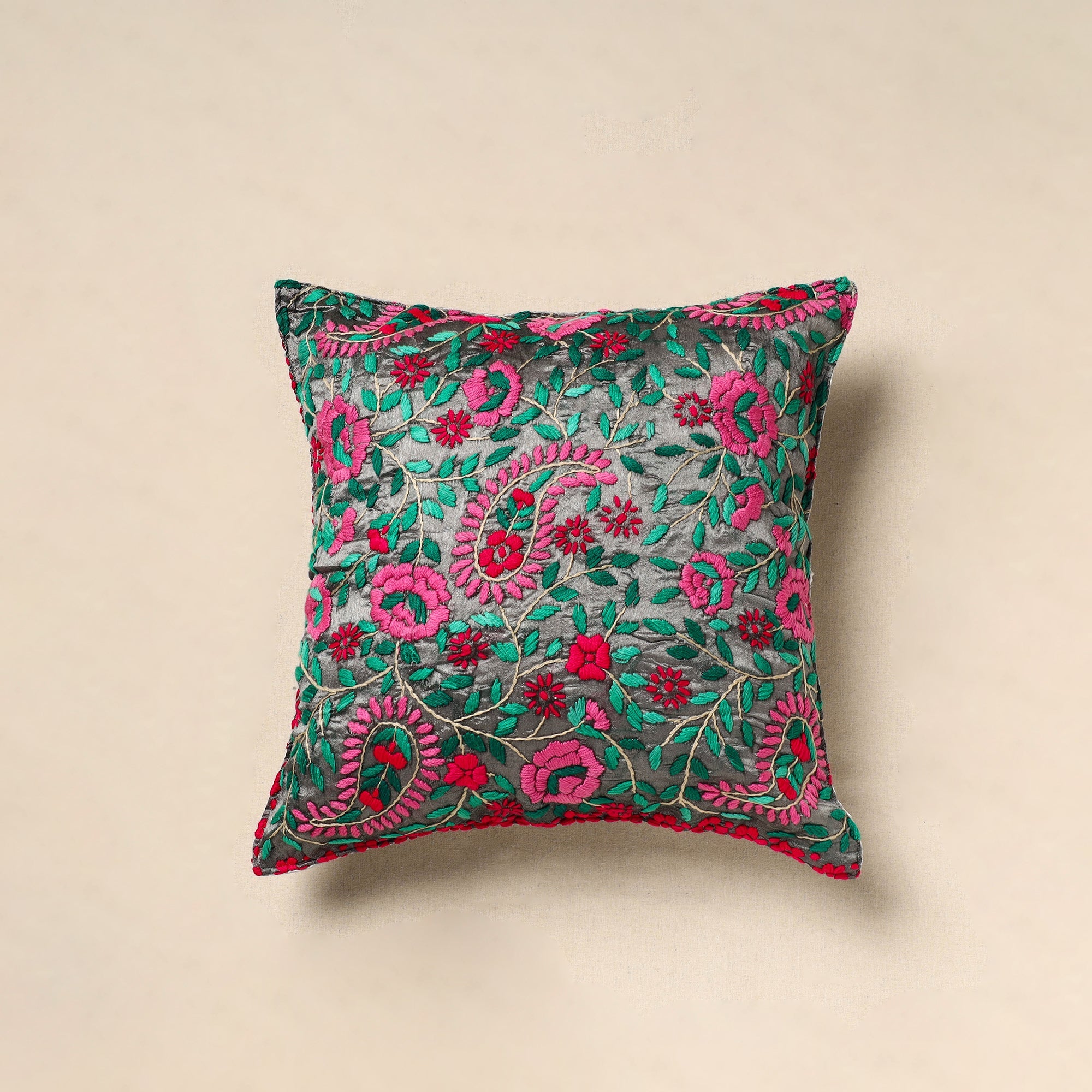 JALPARI Chinon Phulkari Embroidered Cushion Cover 61
