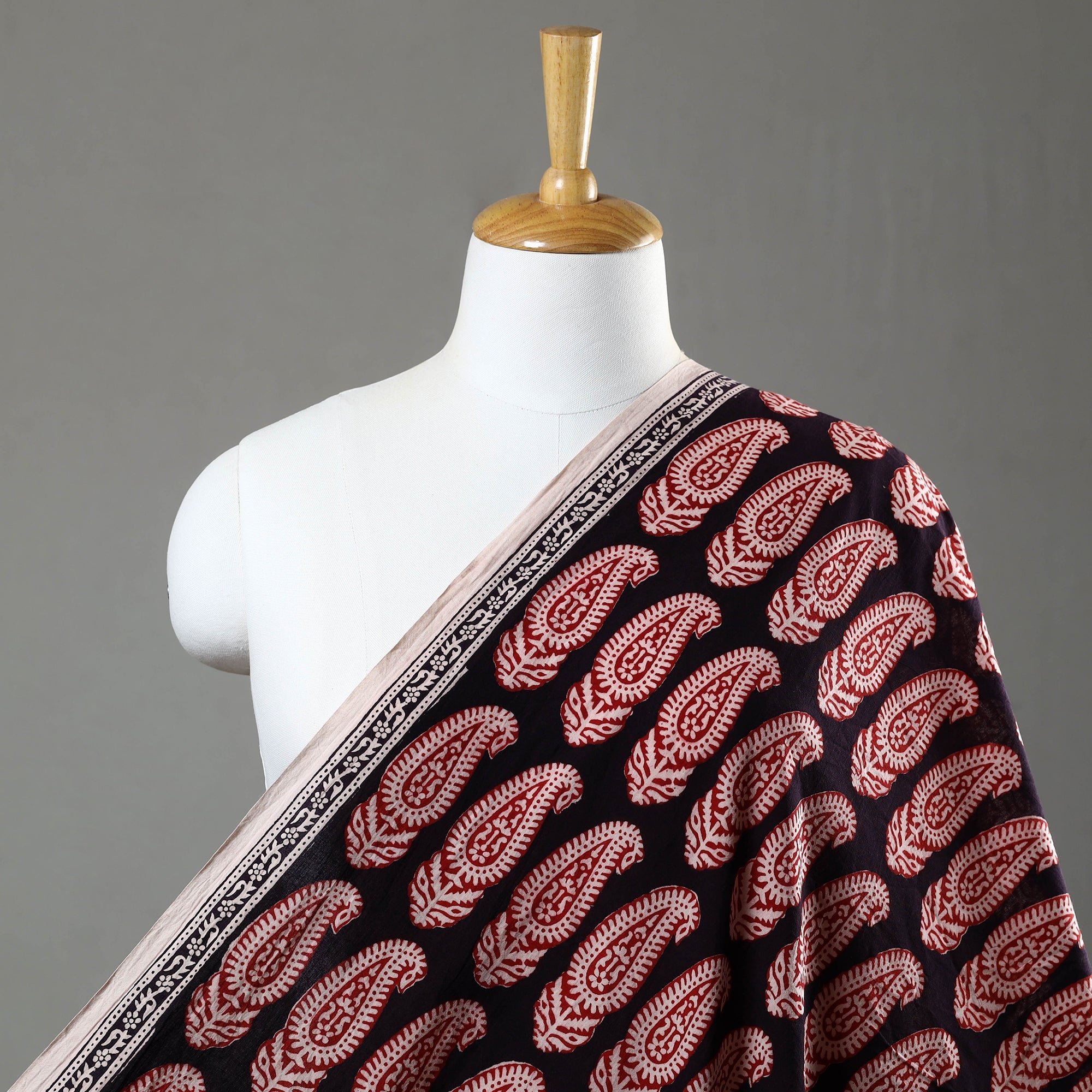 BAGH PRINTS BY UMAR FARUK KHATRI Black - Bagh Block Printed Cotton Fabric 03