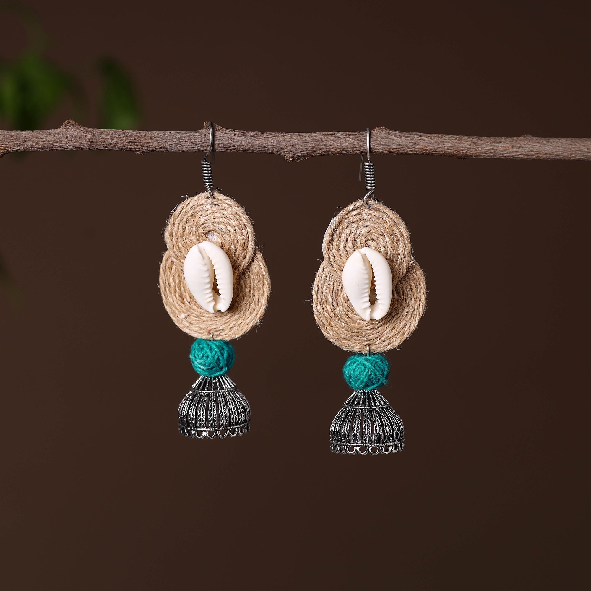 JALPARI Ashifa German Silver Jute Jhumki Earrings