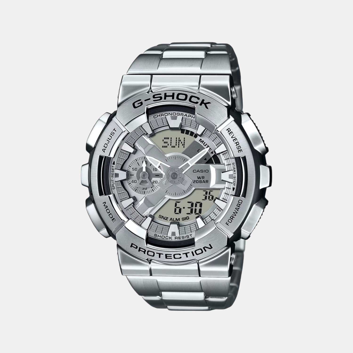 Casio G-Shock Men Quartz Silver Dial Analog Stainless Steel Watch G1687