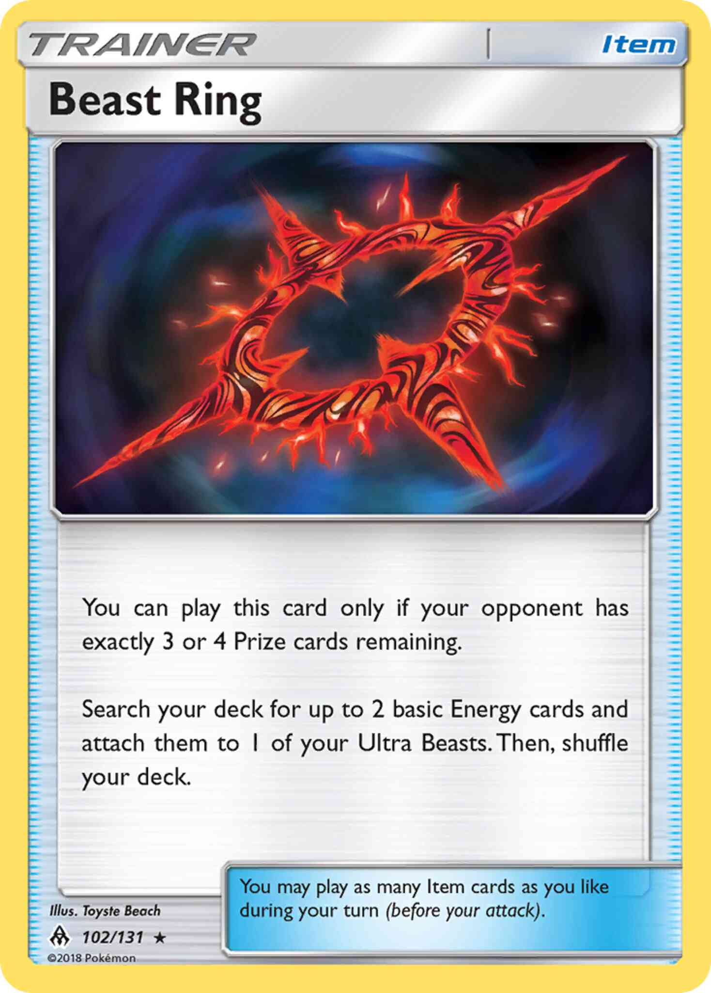 Rare sm6-102 reverse – Pokémon Beast Ring - 102/131 - Rare [sm6-102] [Reverse Holo]