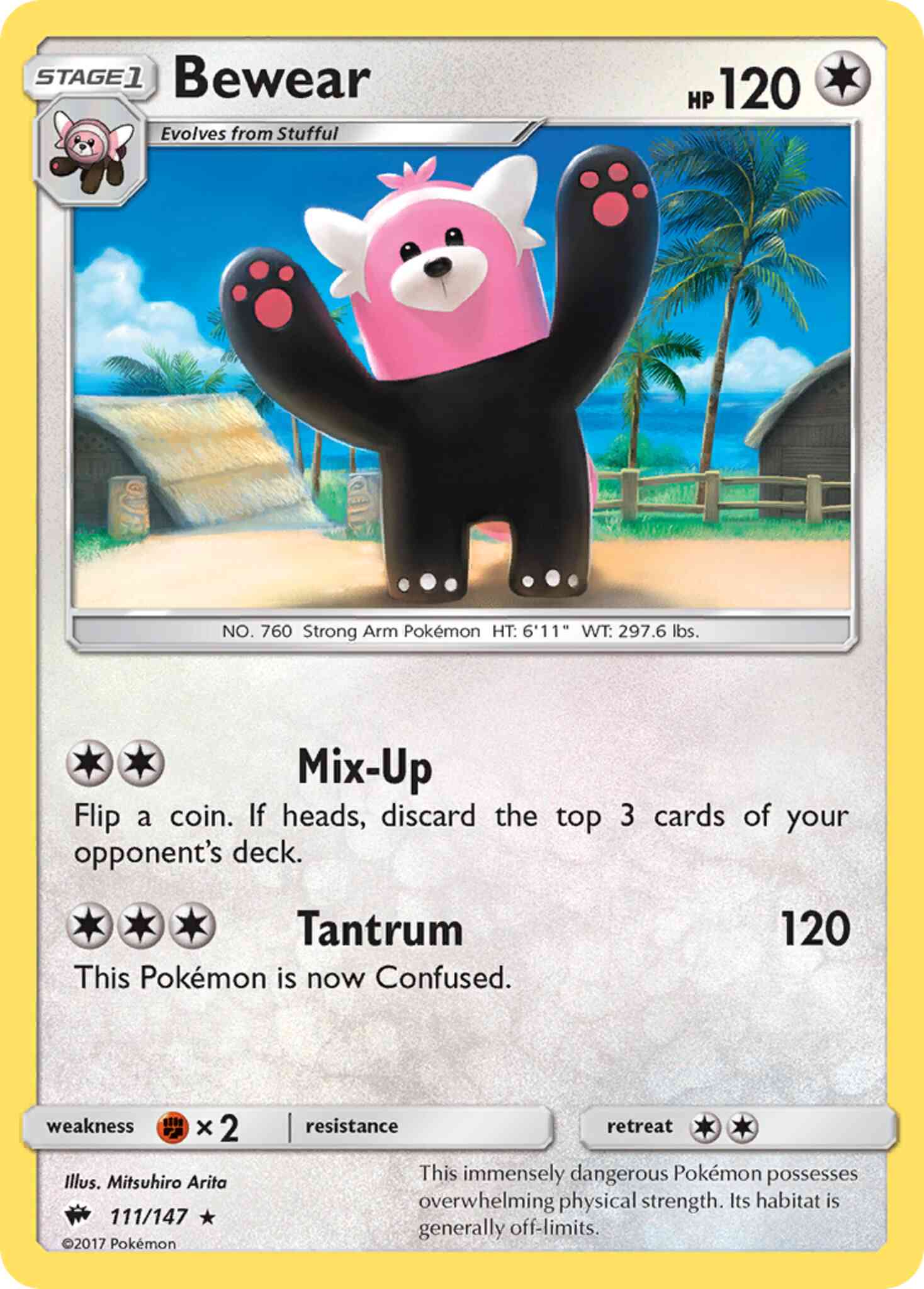 Rare sm3-111 reverse – Pokémon Bewear - 111/147 - Rare [sm3-111] [Reverse Holo]