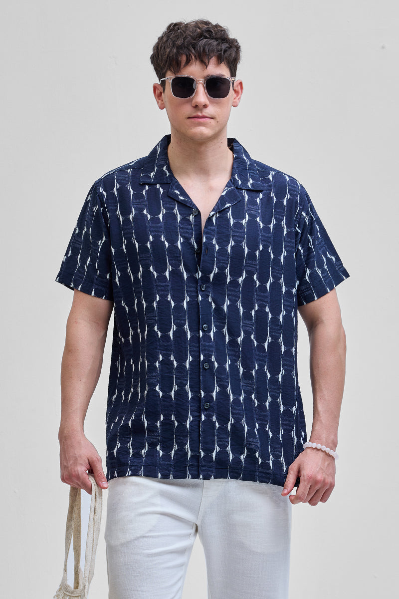 SNITCH Navy Abstract Box Fit Shirt – Indigo