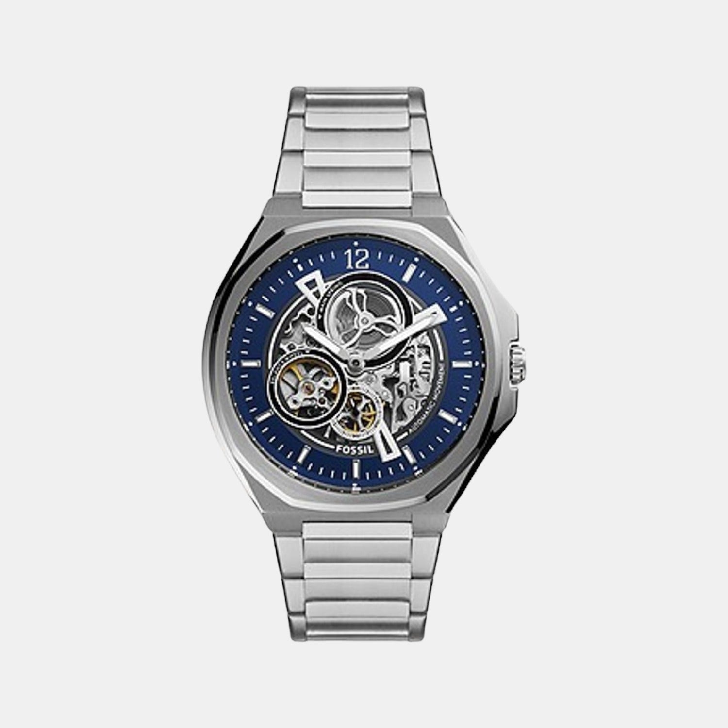 Fossil Evanston Men Automatic Blue Dial Analog Stainless Steel Watch BQ2620