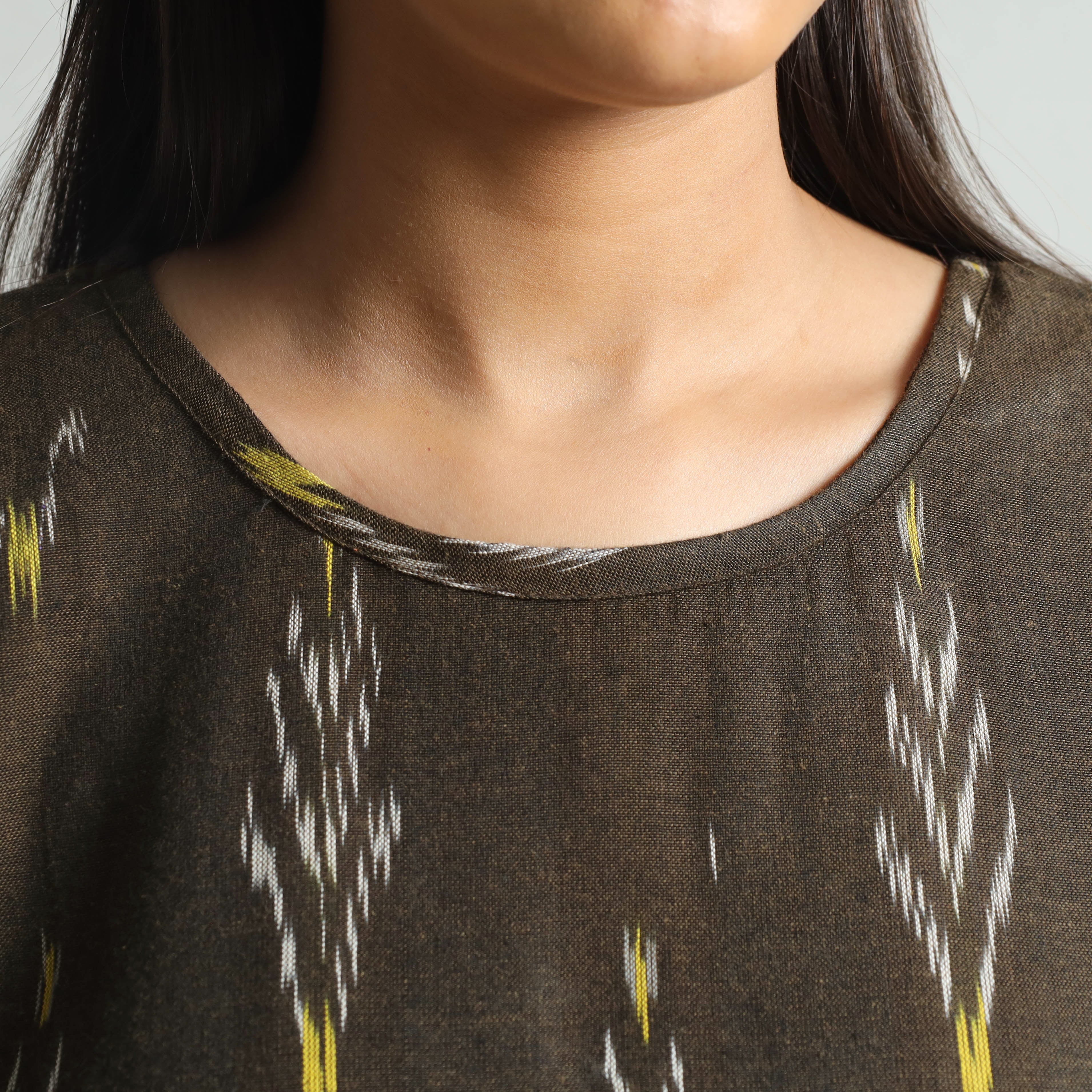 ITOKRI CASUALS Brown - Pochampally Ikat Weave Cotton Dress - view 4