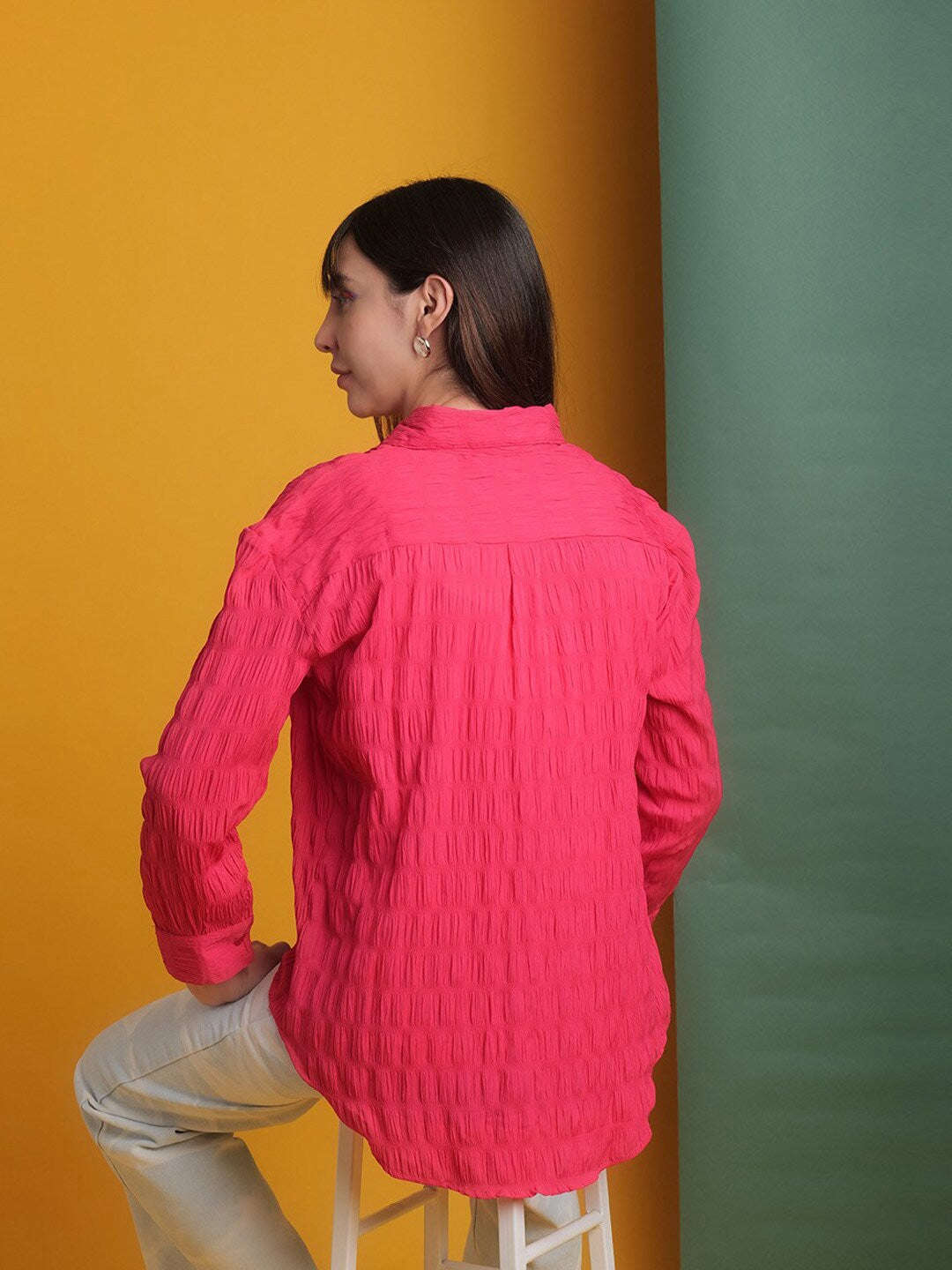 Freehand By The Indian Garage Co Women's Solid Oversized Fit Shirt - view 5