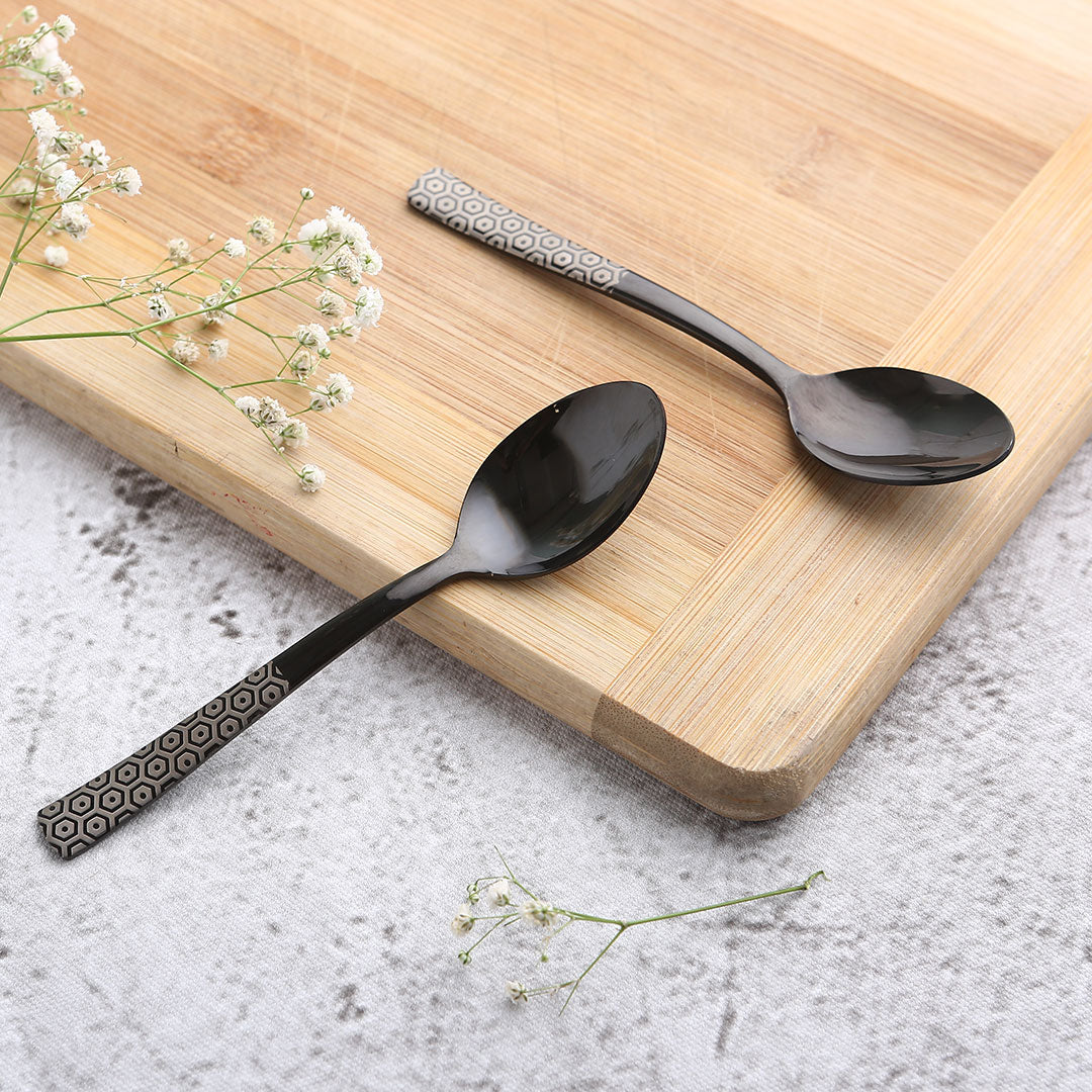 Wonderchef Roma Tea Spoon - Black - Set of 6pcs