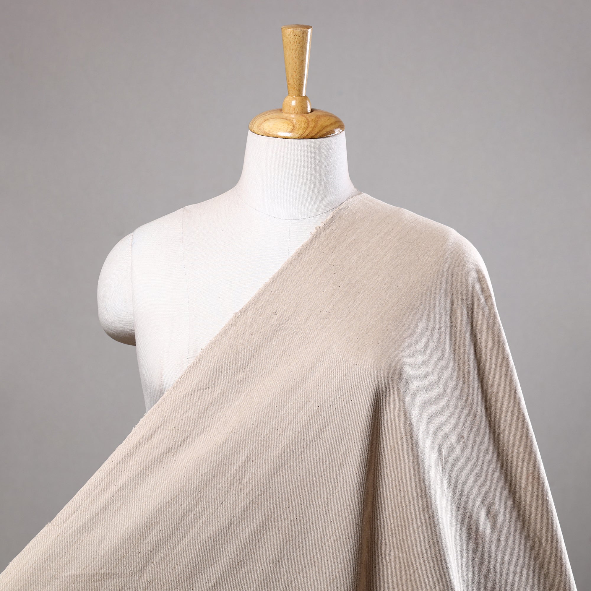 SOUTH KARGHA Beige - 2/40 Twill Cotton Handspun Handloom Natural Dyed Plain Fabric 06