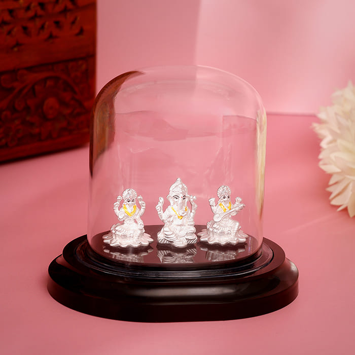 GIVA Jewellery Silver Lakshmi Ganesh Saraswati Prosperity Idol