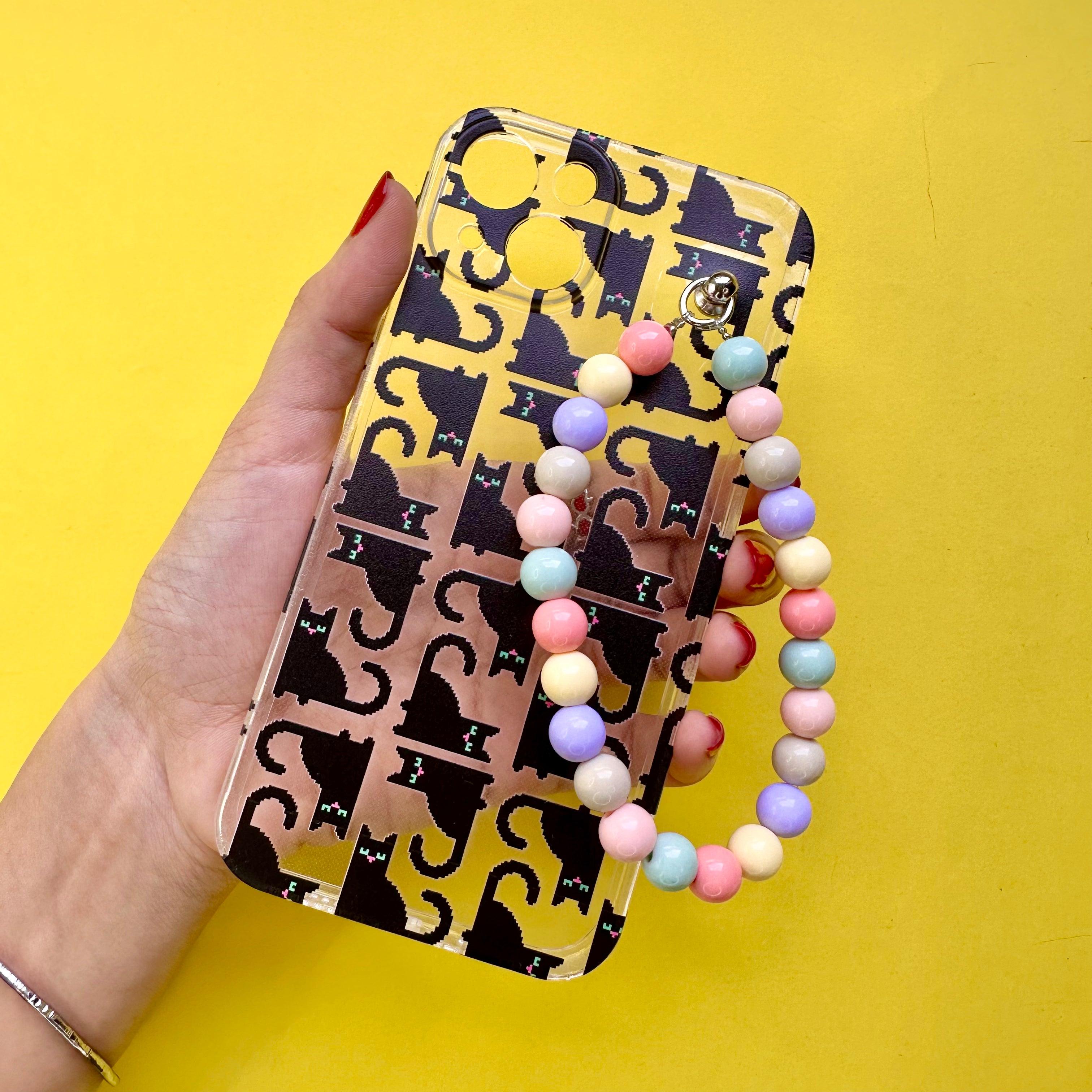 Casebasket Meowgic Transparent Pastel Fall Chain Phone Cover