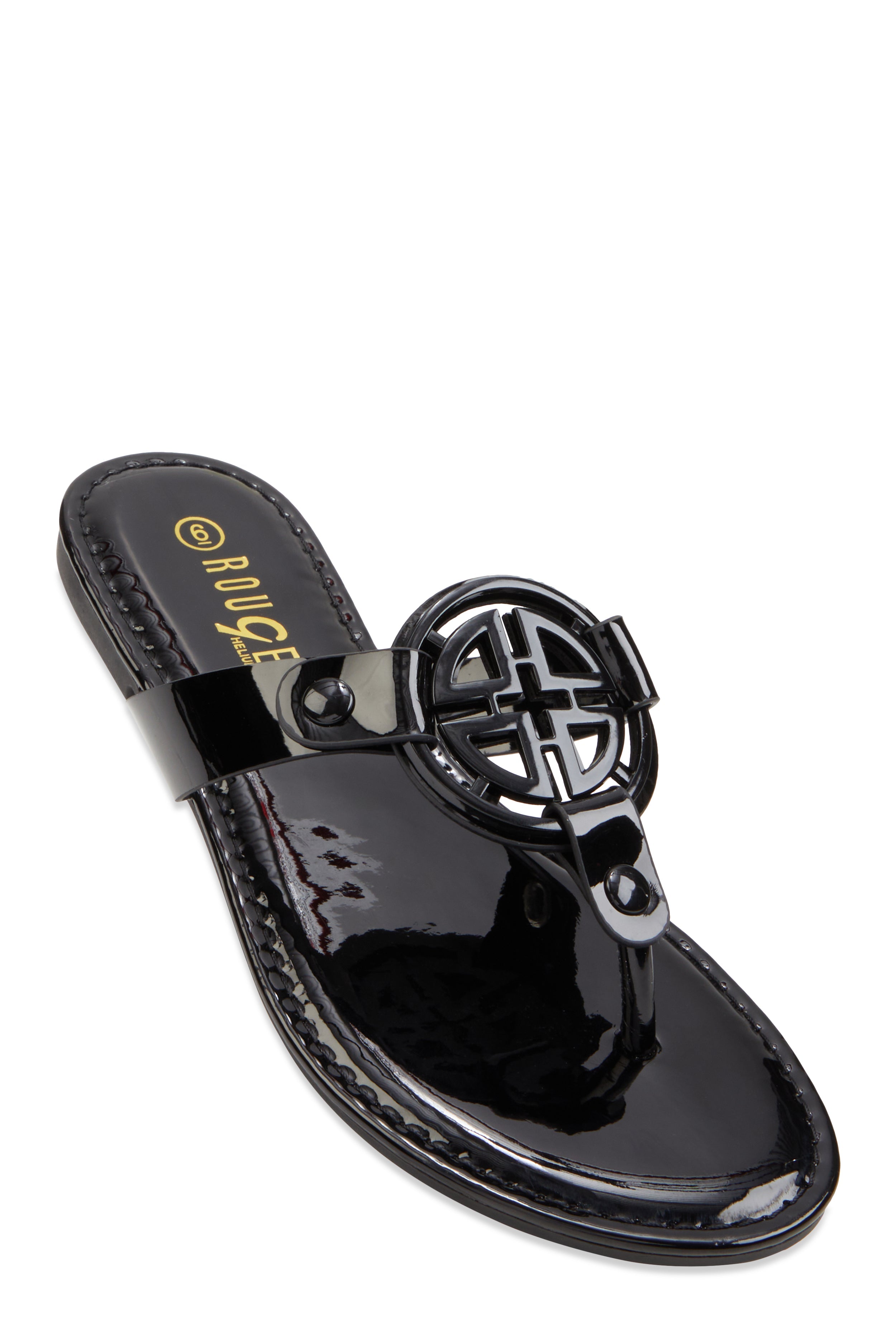 Rainbow Shops Geometric Pendant Thong Slide Sandals