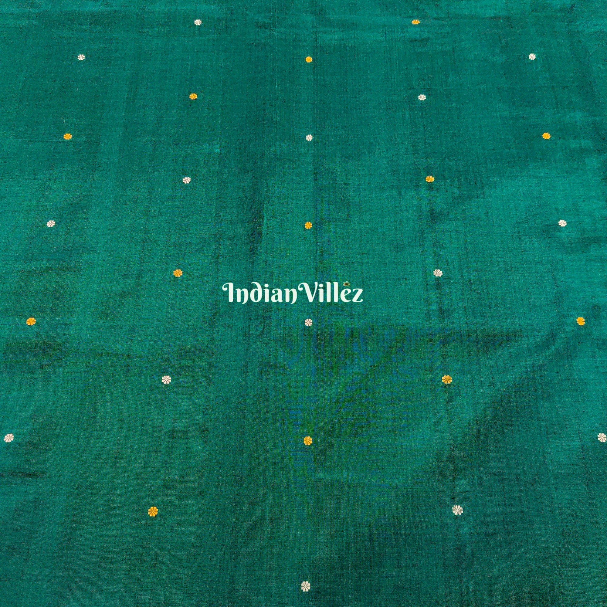 IndianVillèz Teal Green Bomkai Sambalpuri Ikat Silk*Cotton Fabric - view 2