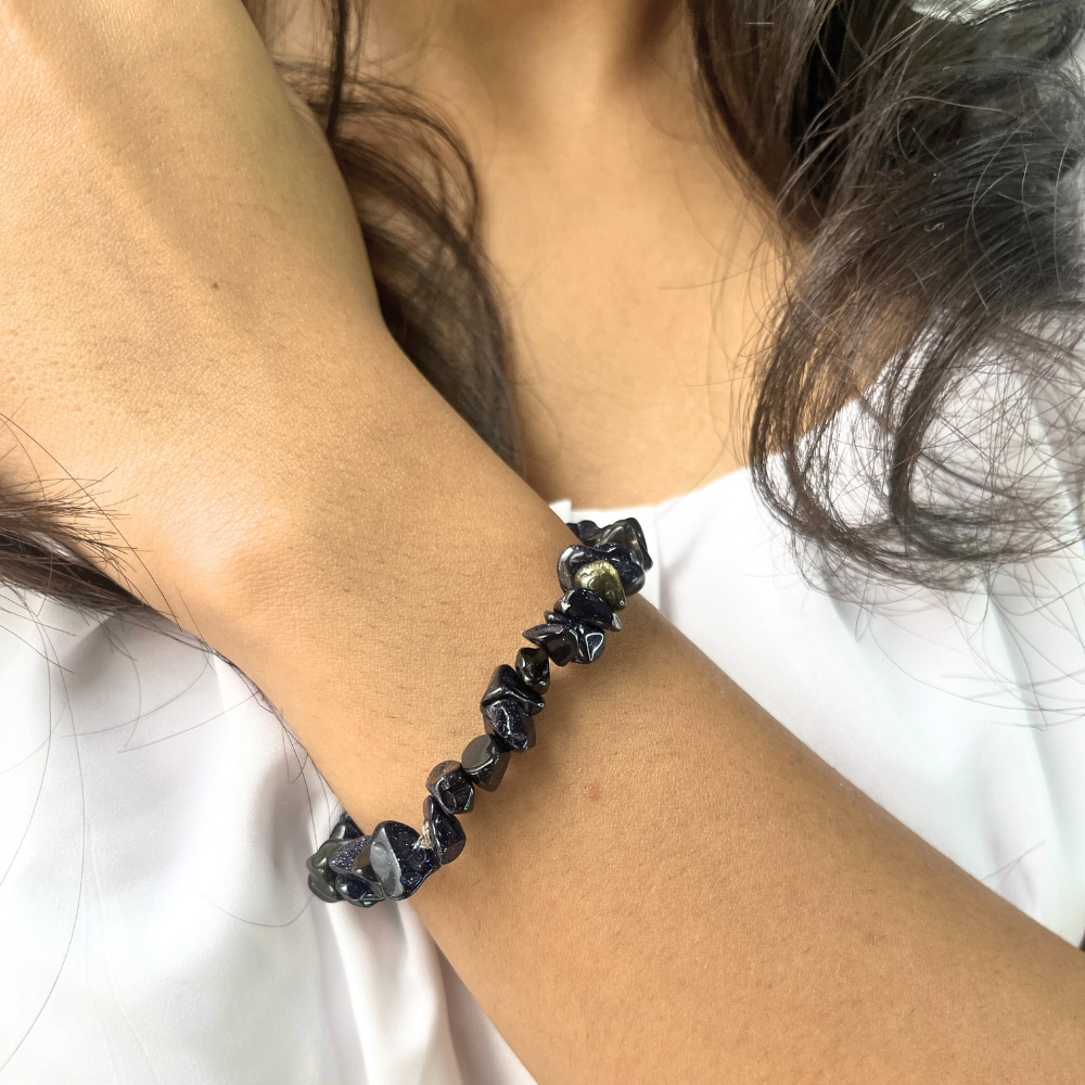 brantashop Charcoal Black Chips Crystals Bracelet for Women