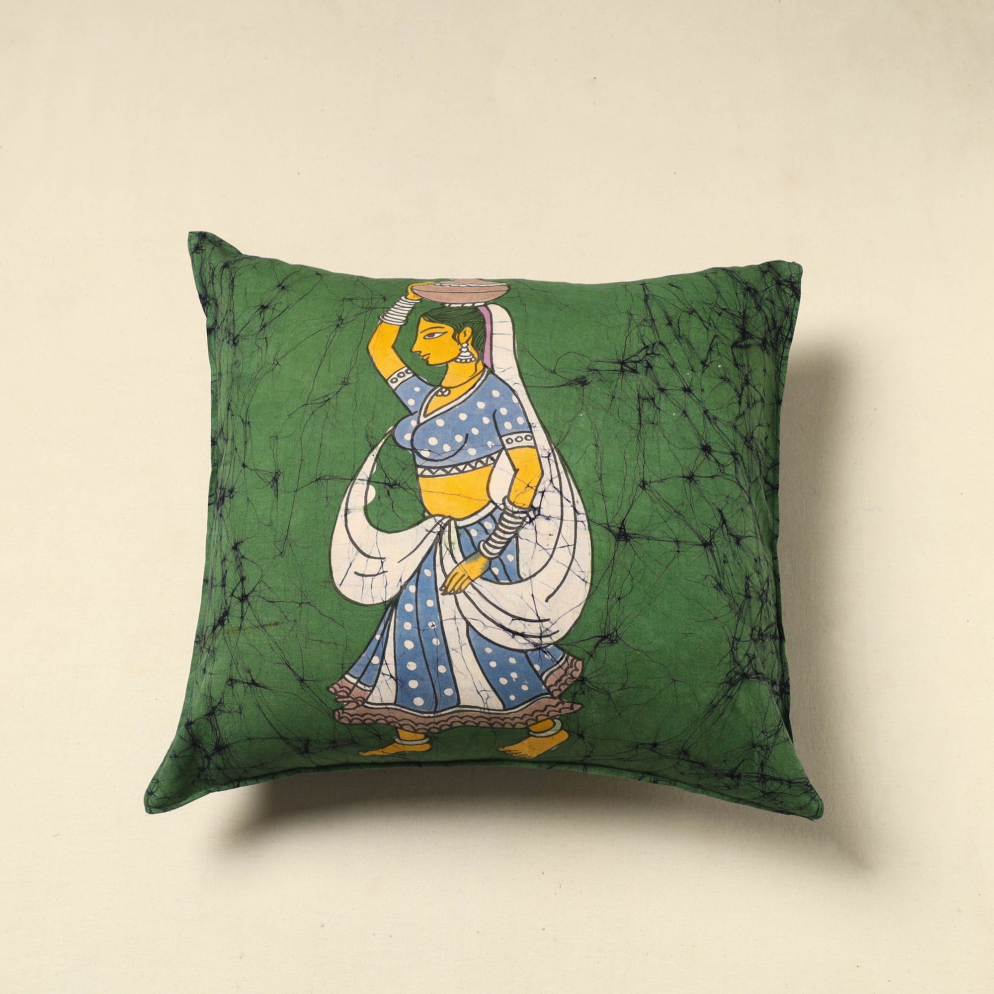 KACHCHH JI CHHAAP Pure Cotton Hand Batik Cushion Cover (18 x 18 in) 59