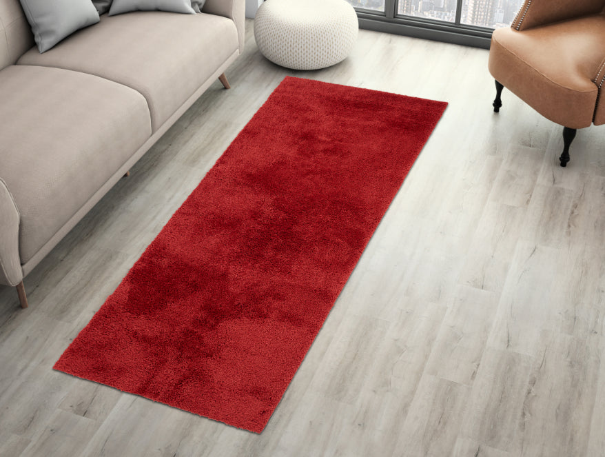 Spaces India Plush Feel Red Drylon Runner - Luxury Cushlon By Spaces
