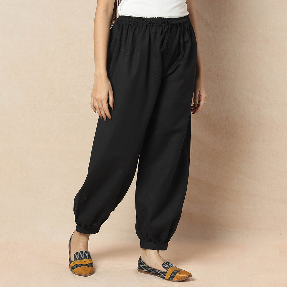 ITOKRI CASUALS Black - Flex Cotton Plain Elasticated Pant