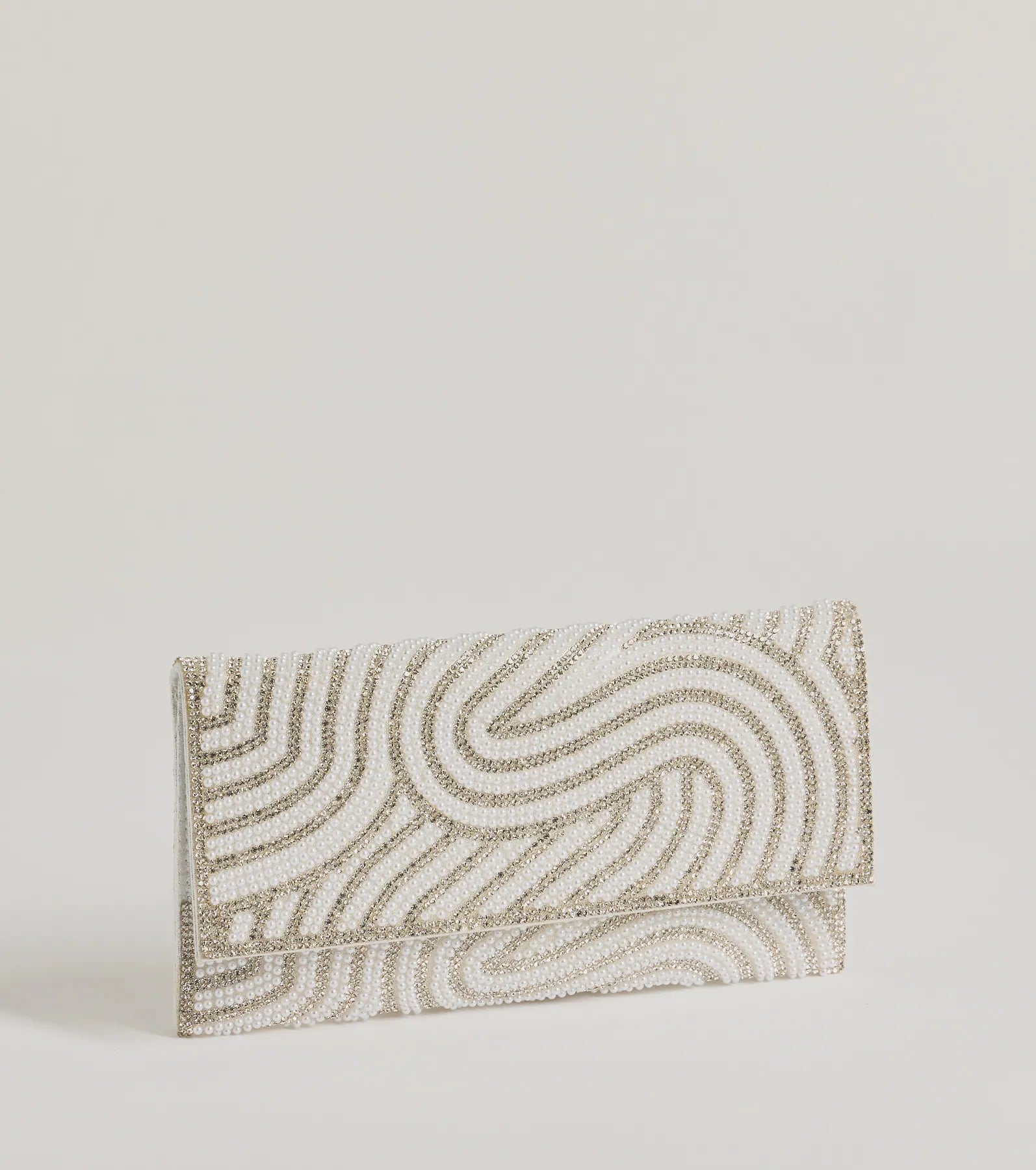 Windsor Graceful Luxe Rhinestone And Faux Pearl Clutch