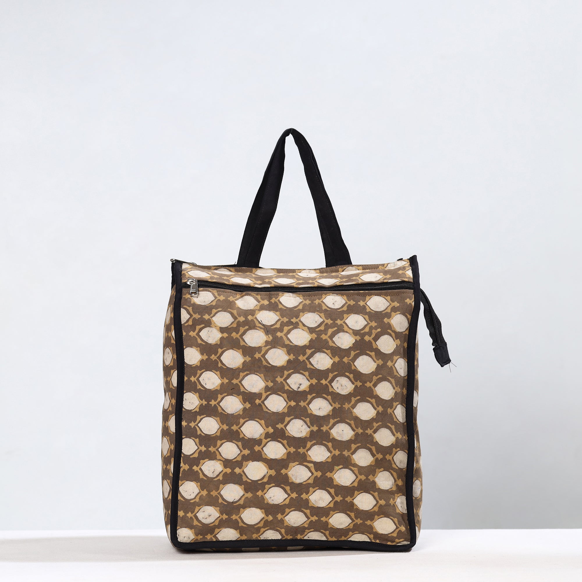 NOORI BAZAR Brown - Handmade Akola Block Printed Cotton Shopping Bag 04