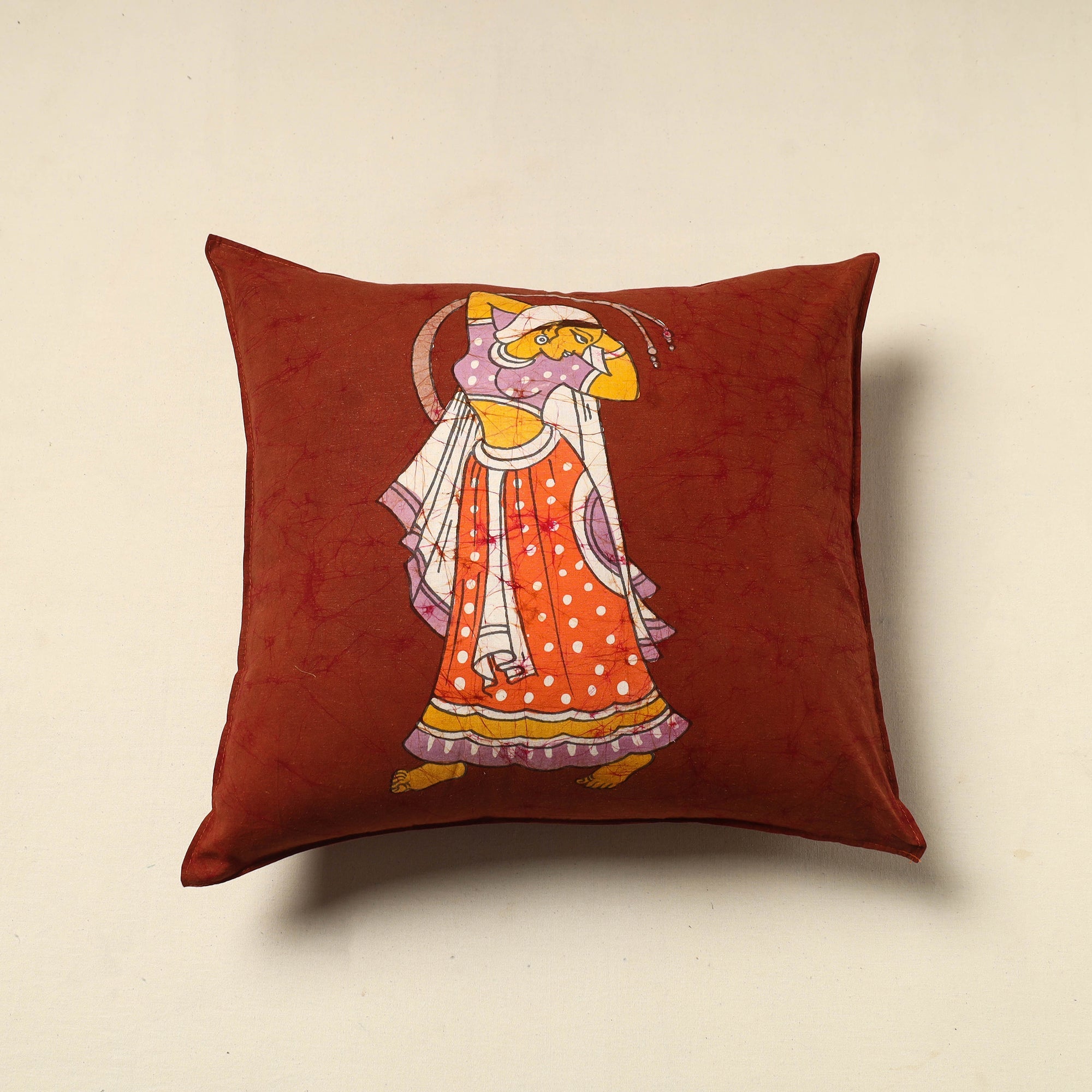 KACHCHH JI CHHAAP Pure Cotton Hand Batik Cushion Cover (18 x 18 in) 37