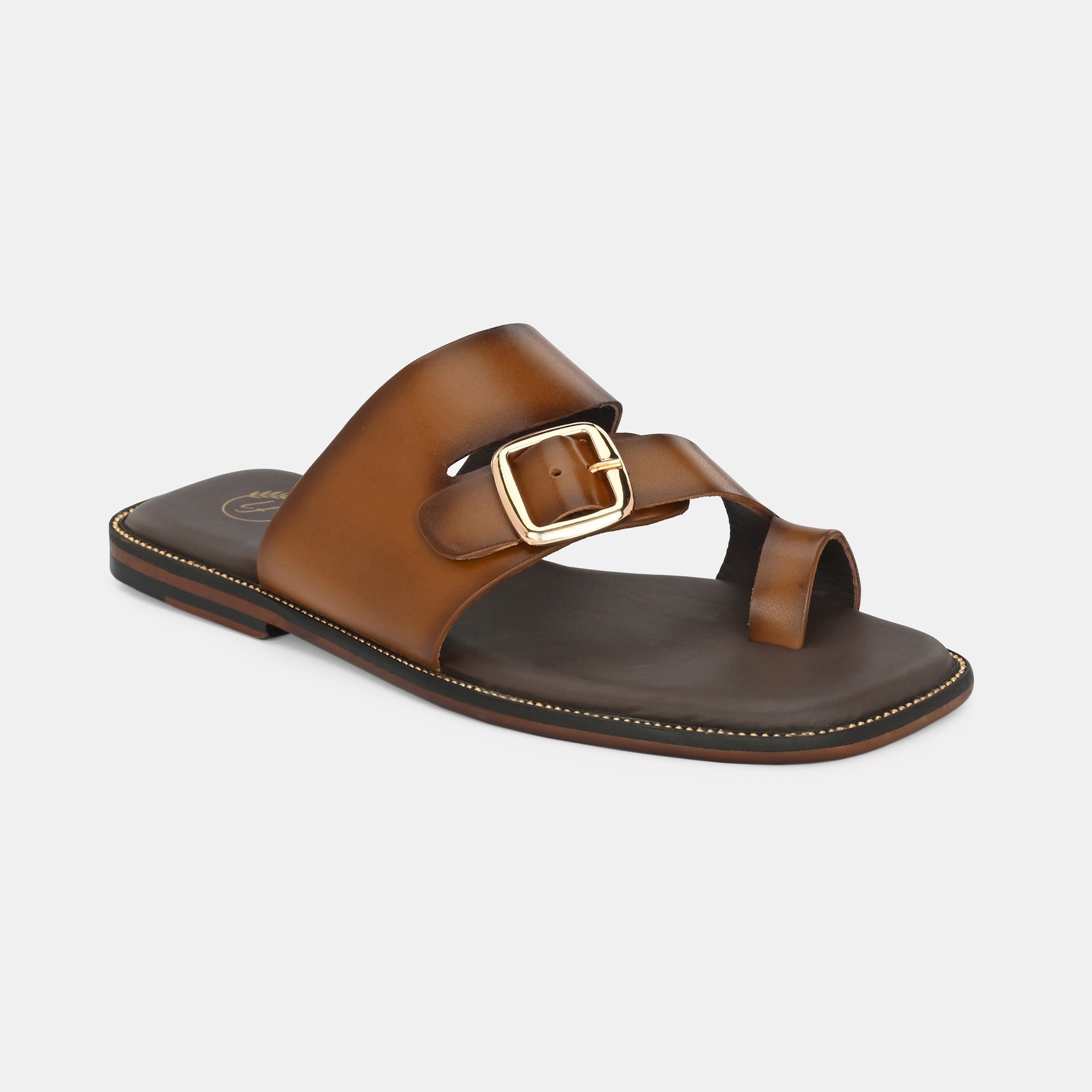Tan Buckled Slippers by Lafattio - view 4