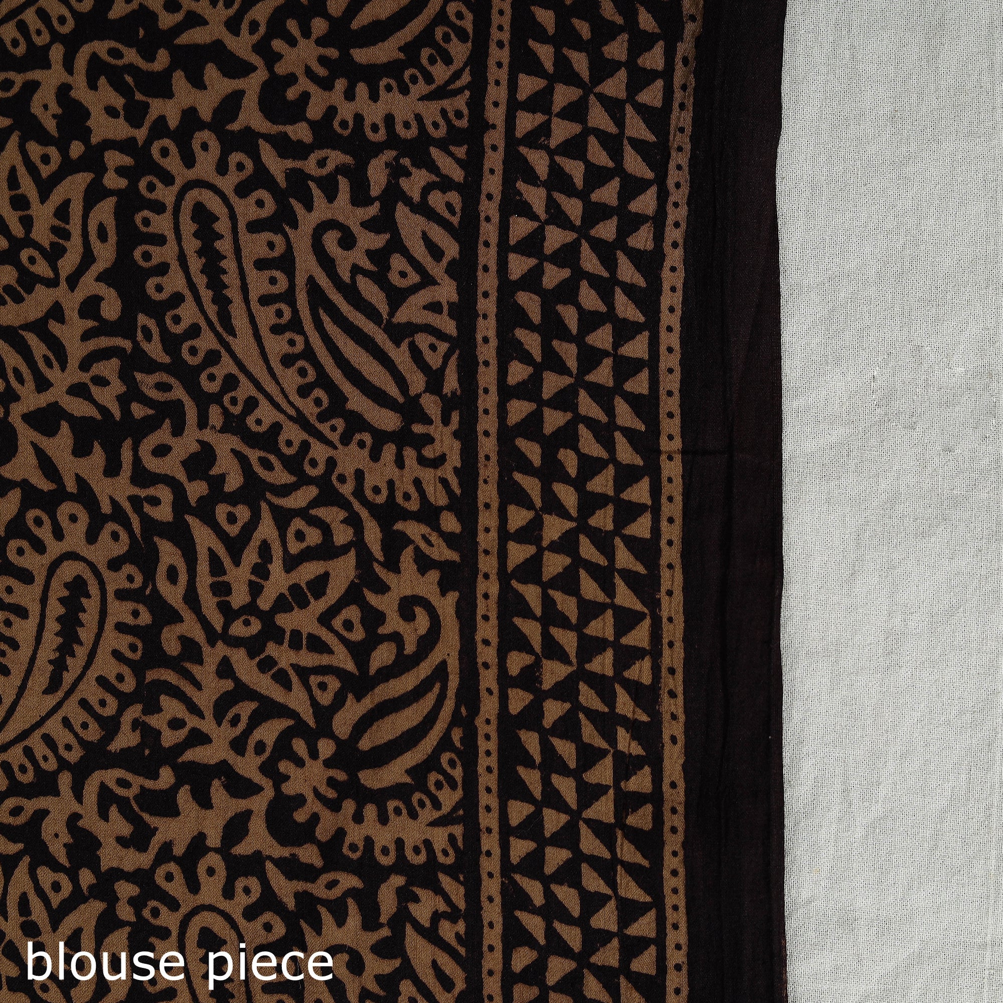 BAGH PRINTS BY MOHAMMED BILAL KHATRI Brown - Natural Dyed Bagh Print Cotton Saree with Blouse Piece 08 - view 7