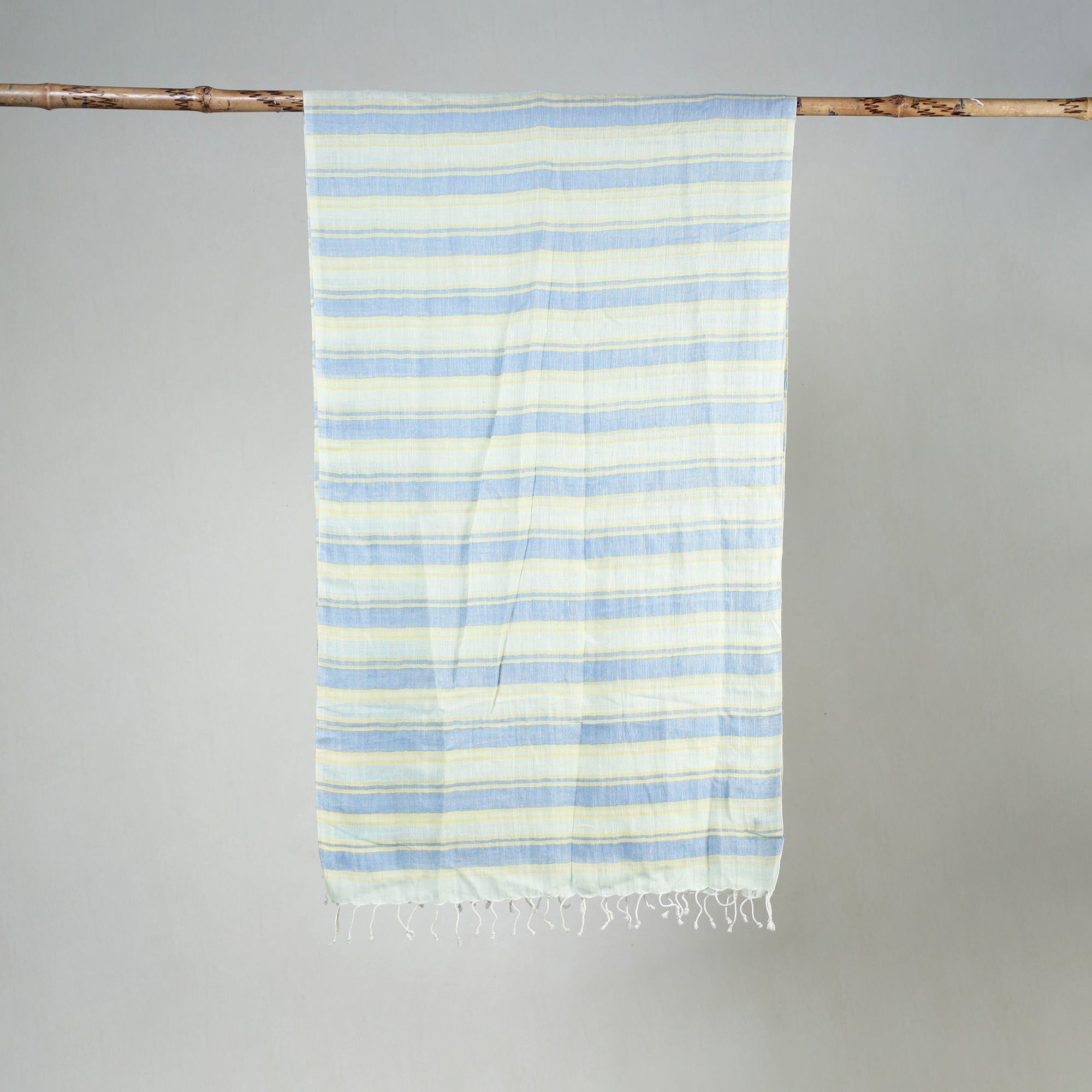 KHUSHBASH - HAPPY LOOM OF EAST Bengal Weaving Handloom Cotton Stole with Tassels 61 - view 2