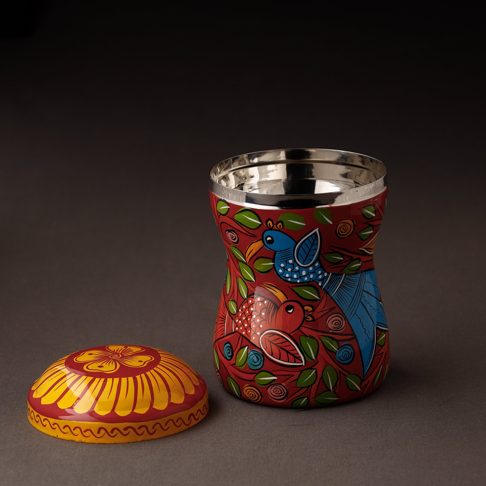 AAYAAS Bengal Patua Handpainted Stainless Steel Multi Utility Container - view 2