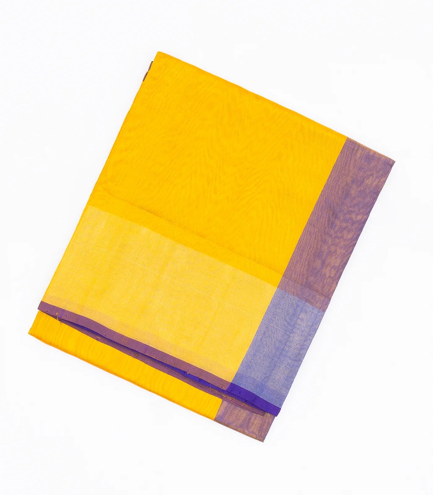 RmKV Yellow Handloom Uppada Plain Silk Saree With Purple Border