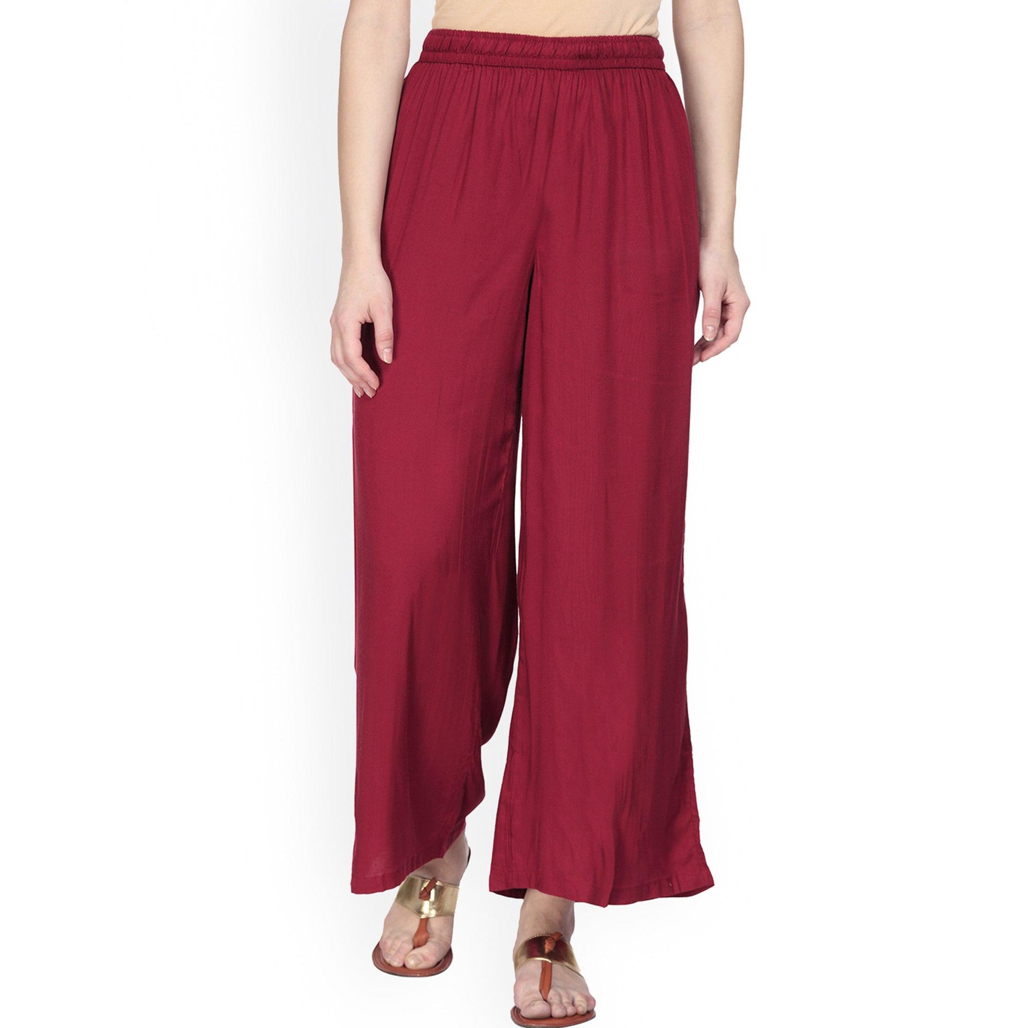 Peachmode Seller Imposing Maroon Colored Casual Wear Rayon Palazzo