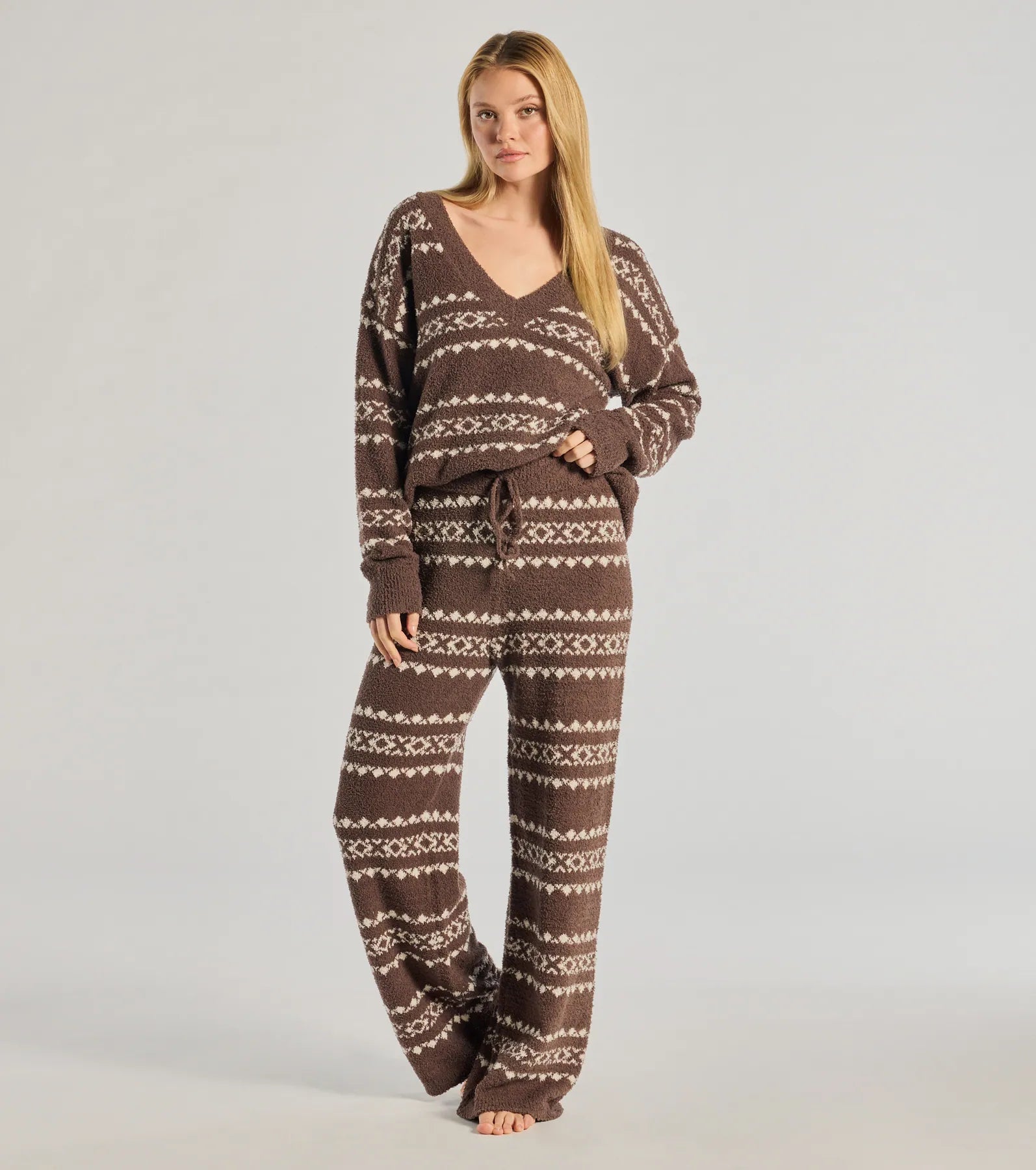 Windsor Cozy Wonderland Fair Isle Chenille Knit Pajama Joggers